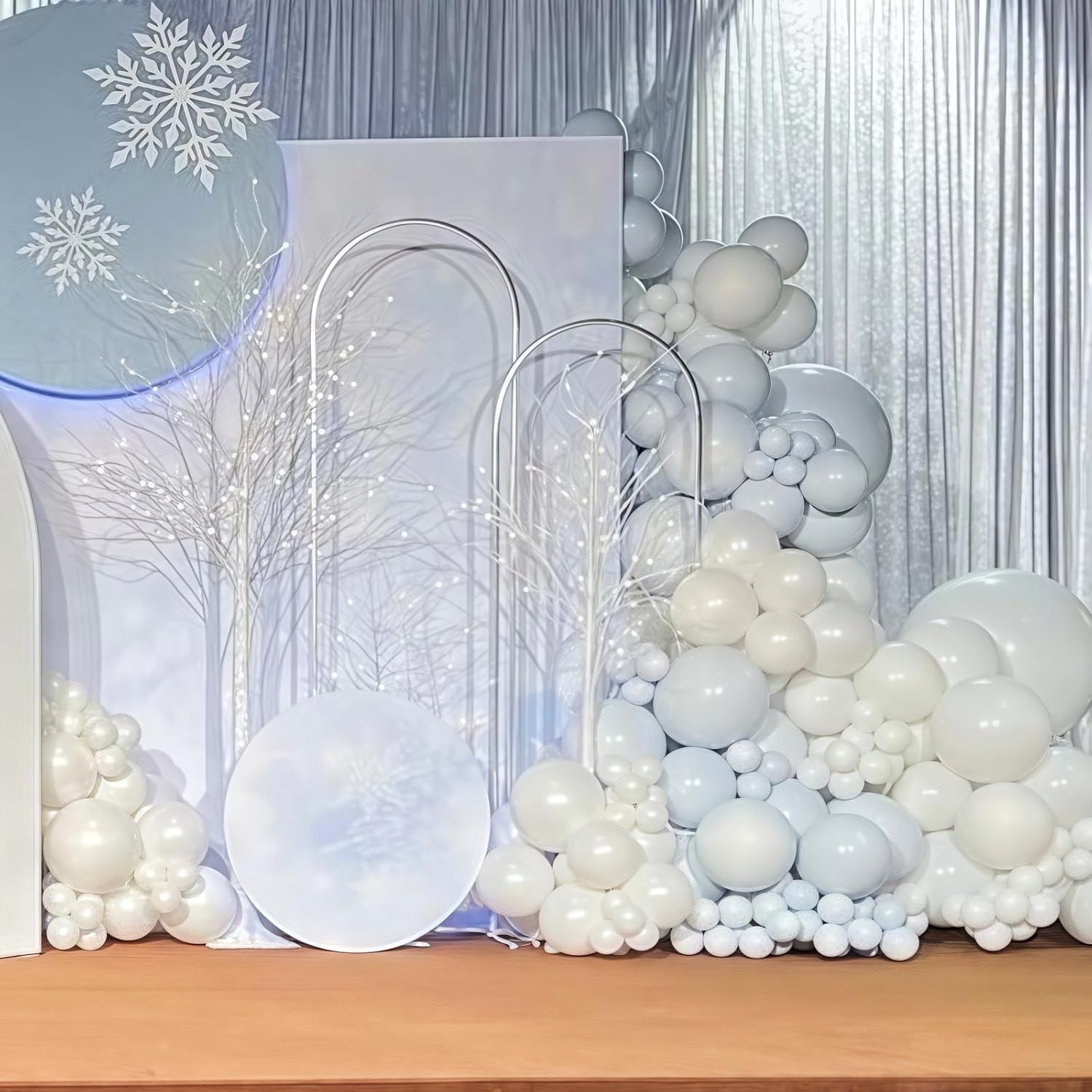 Pastel Blue White Balloons Set 35PCS 12 Inch for Parties