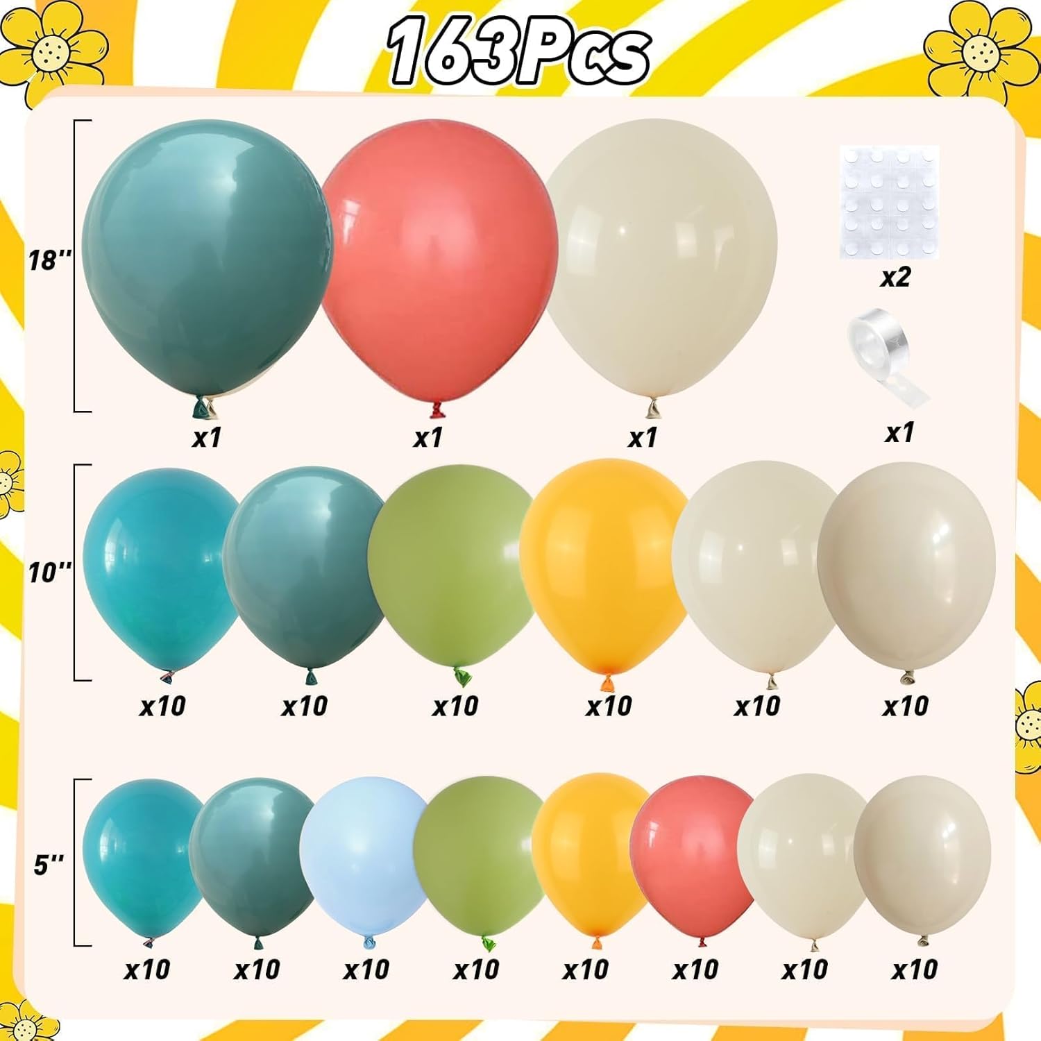 Retro Boho Balloon Arch Garland Kit for Birthday Parties