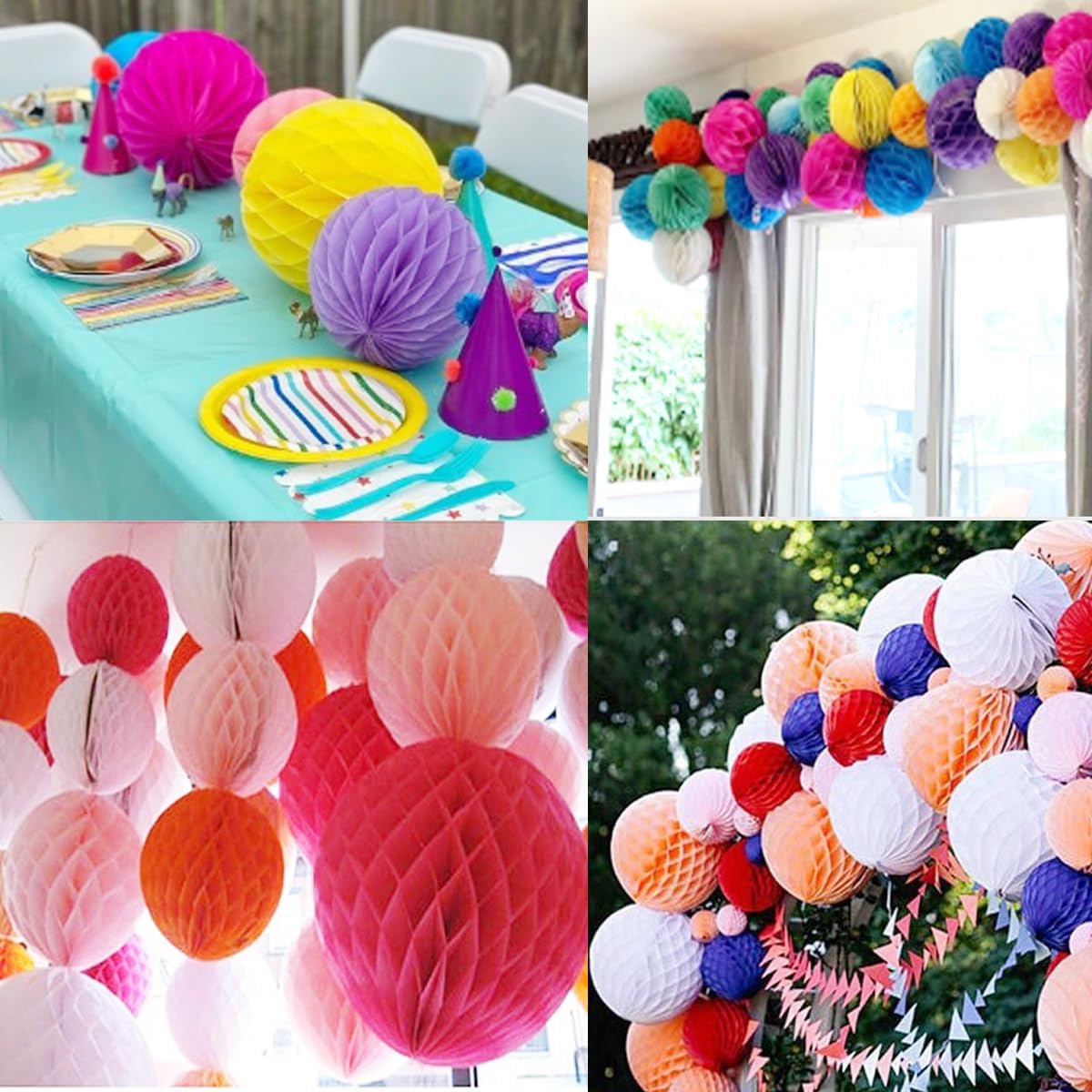 6pcs Green Paper Honeycomb Flower Balls for Party Decor