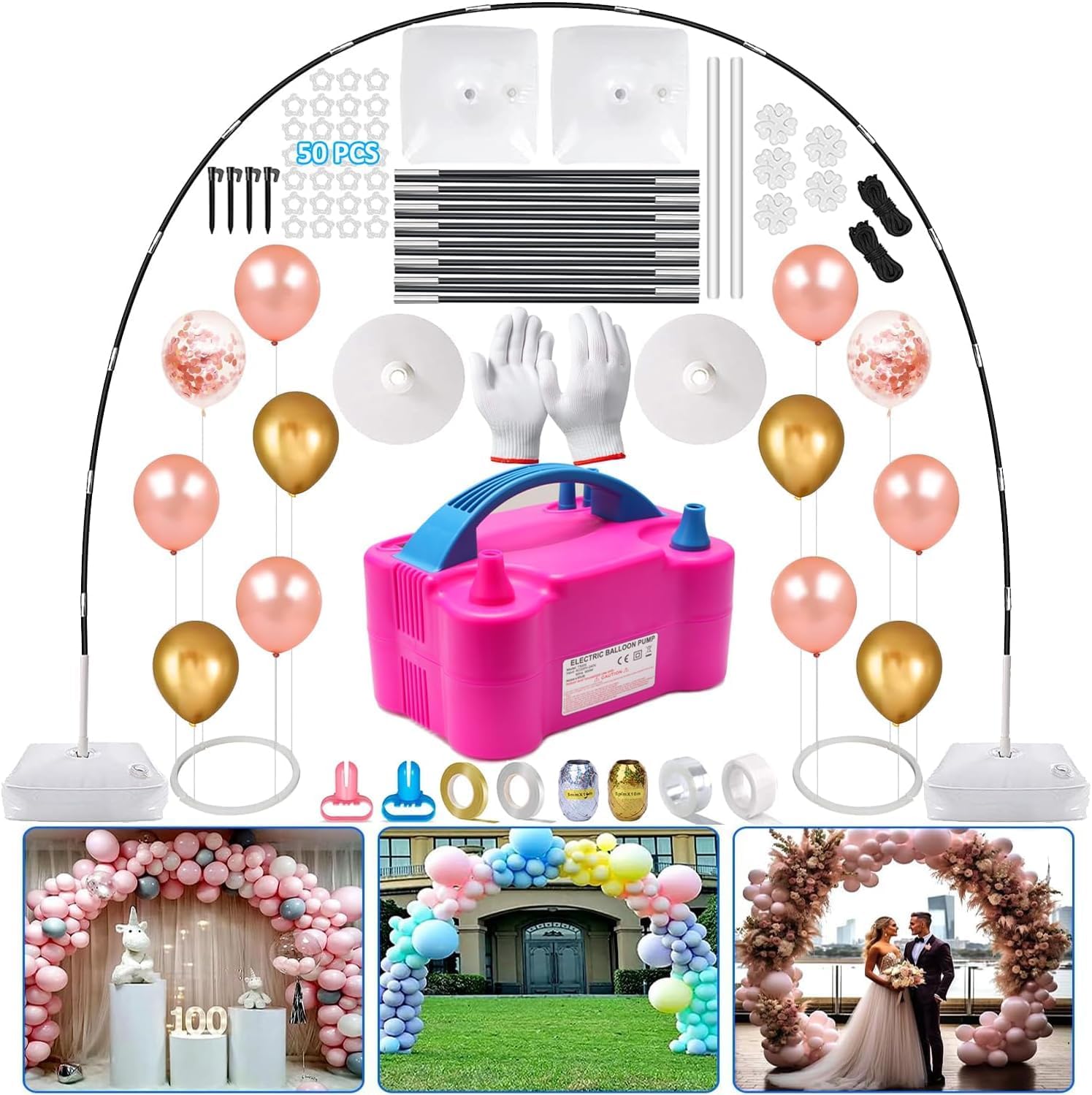 Balloon Arch Kit with Pump 9FT Height 10FT Width