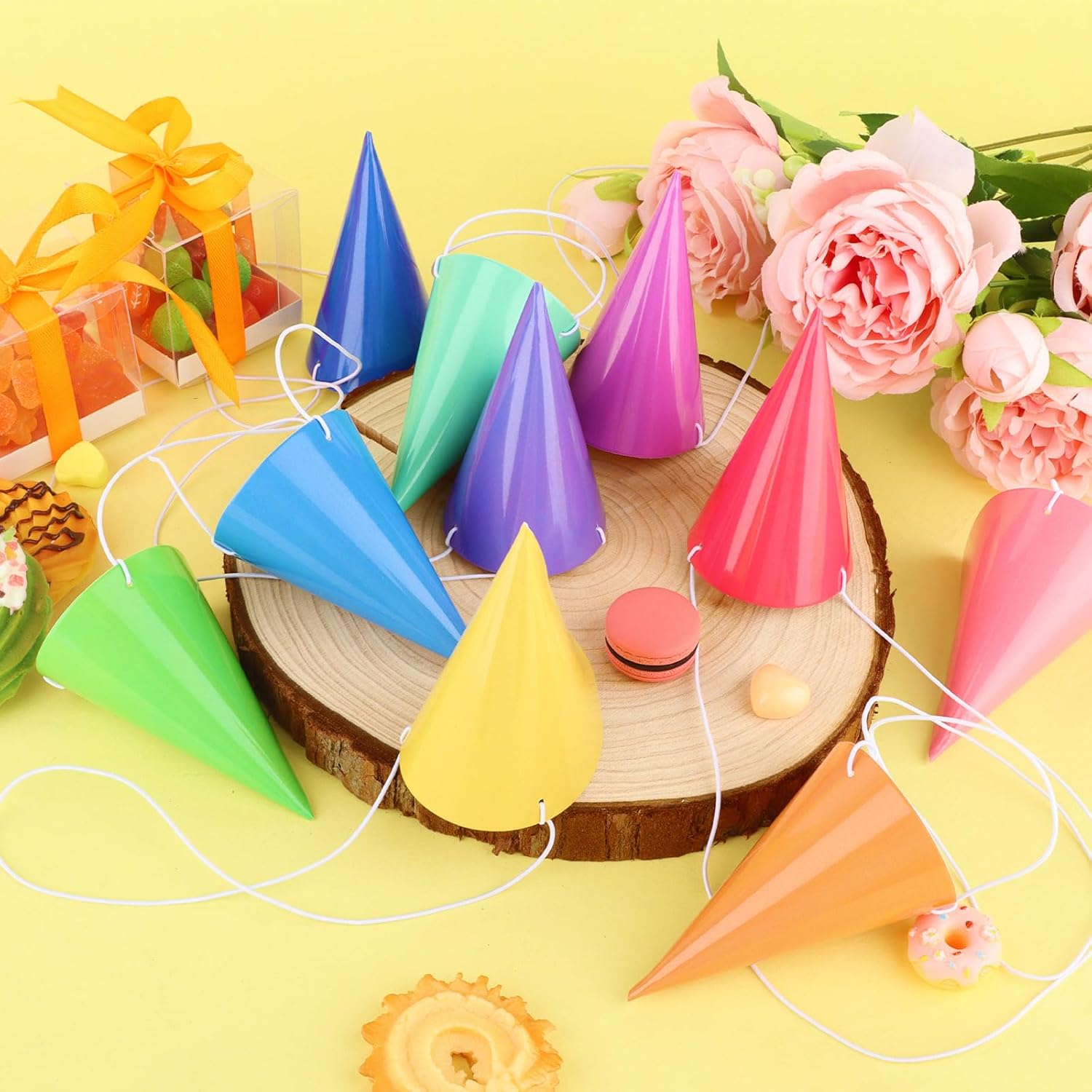 Hooqict 10 PCS Mini Party Hats for Stuffed Animals