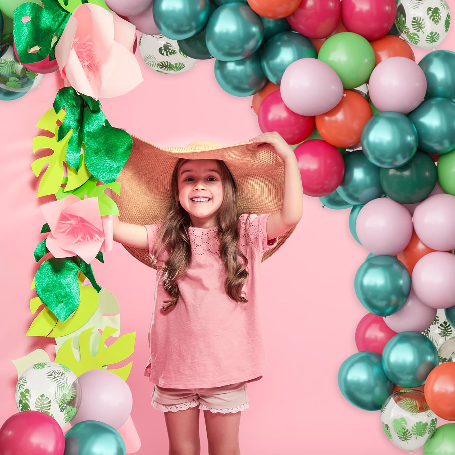 OuMuaMua Tropical Luau Balloons 68pcs 12 Inch Set