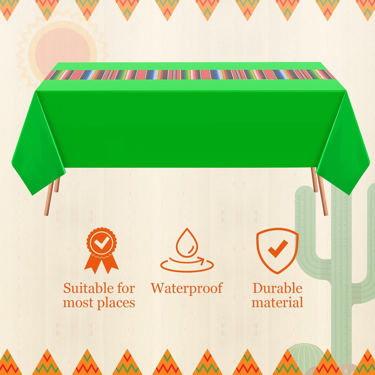 Preboun Mexican Tablecloth and Fiesta Banner Decorations