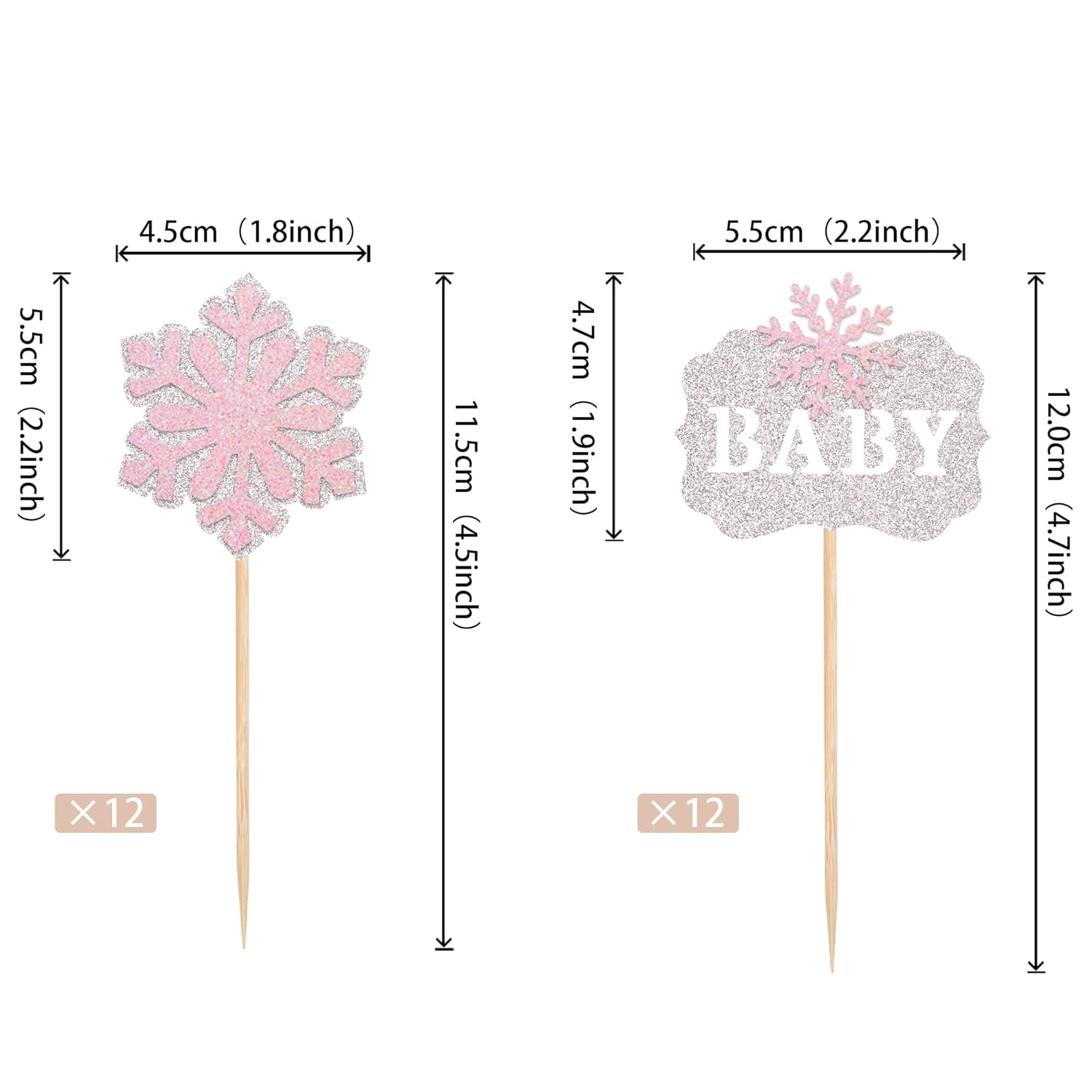 ZHUOWEISM 24PCS Snowflake Cupcake Toppers for Winter Parties