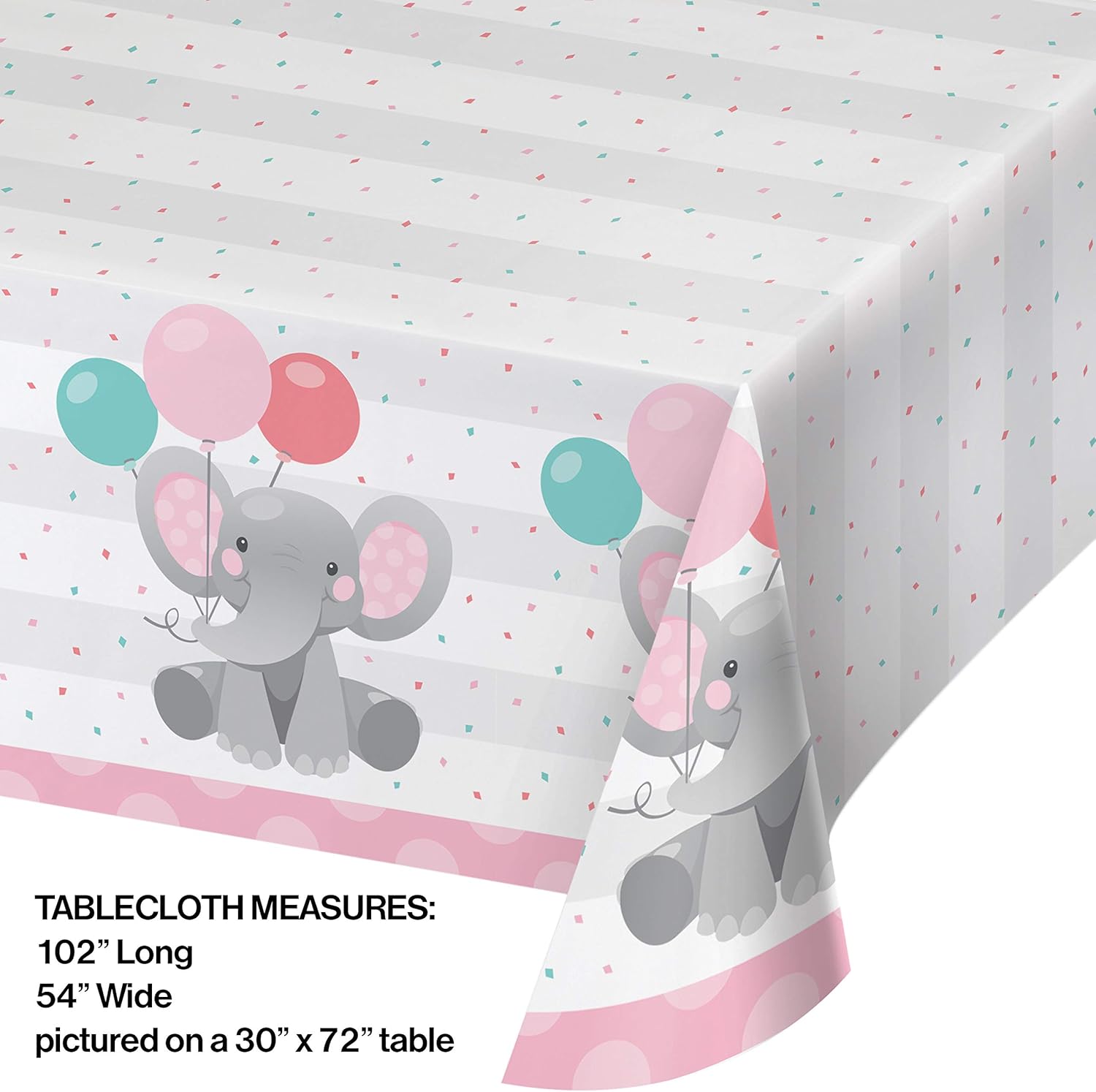 Creative Converting Enchanting Elephants Girl Tablecloth