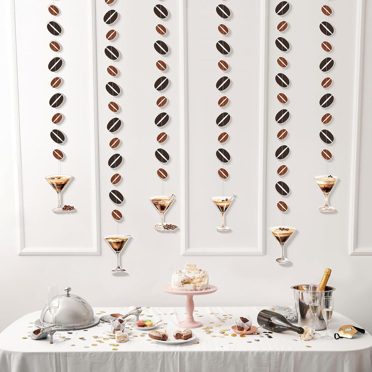 Yeaqee 6 Pcs Espresso Martini Garland Banners