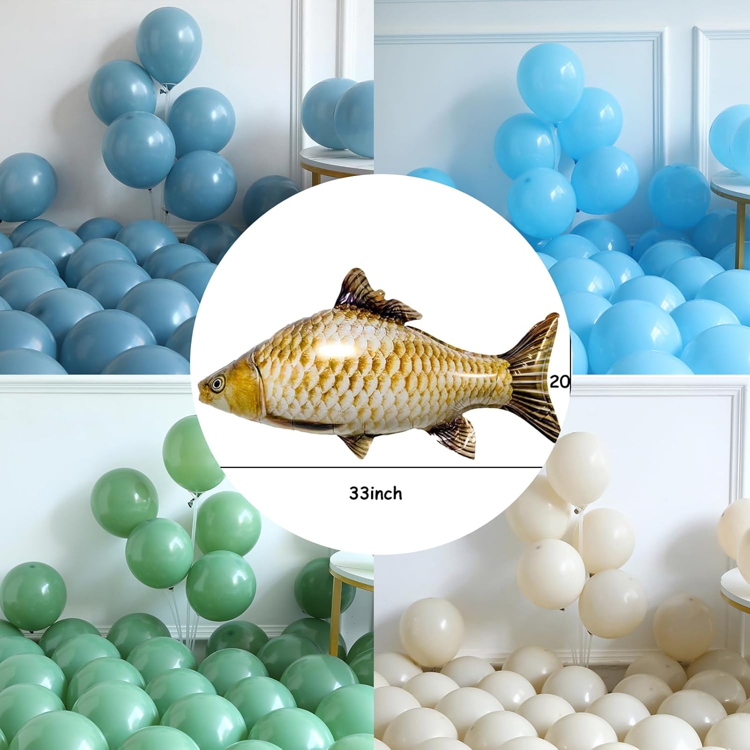 Fishing Birthday Decorations 145pcs Blue Balloon Garland Arch Kit