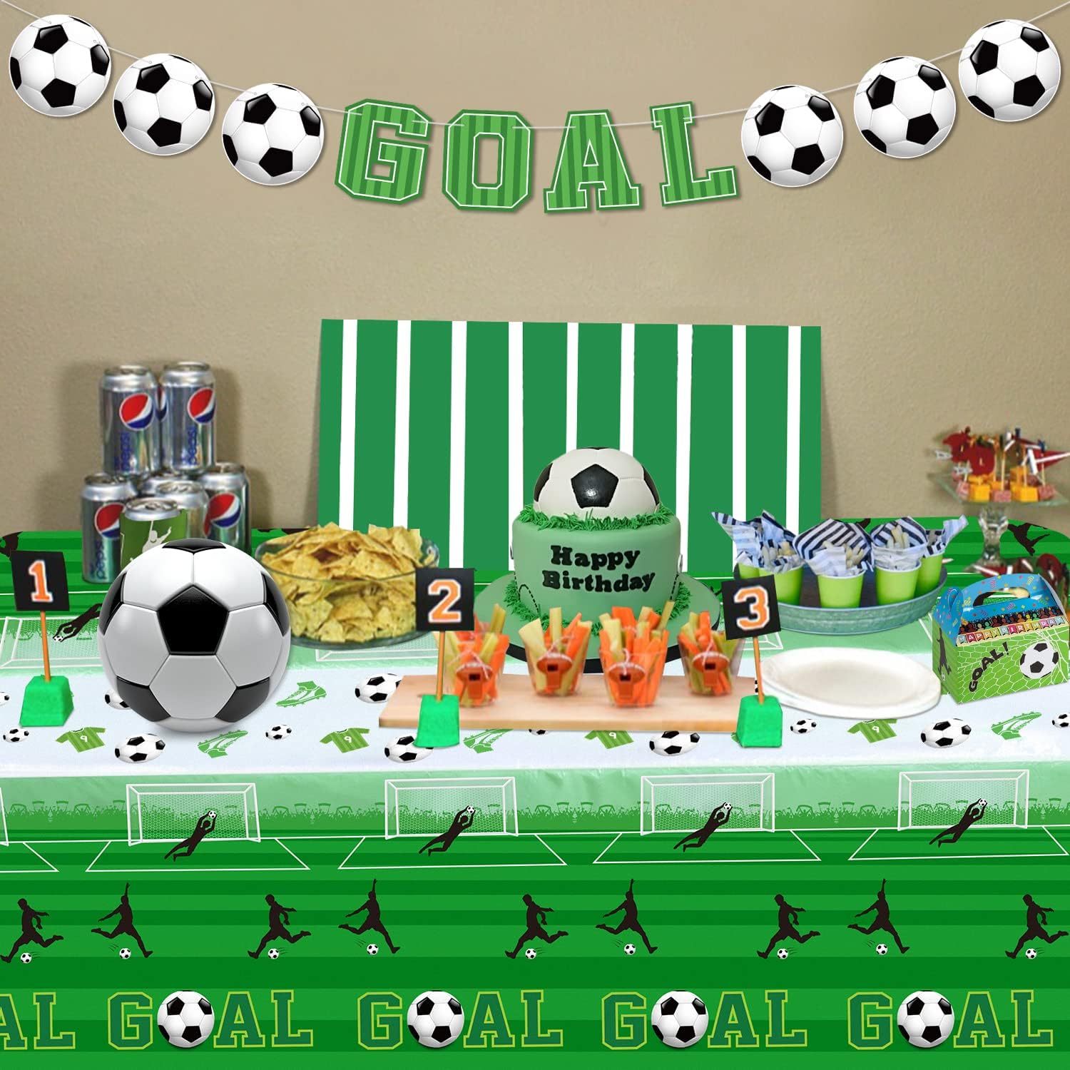 4 Pack Soccer Party Tablecloths - 51x106 Inches Disposable Cover