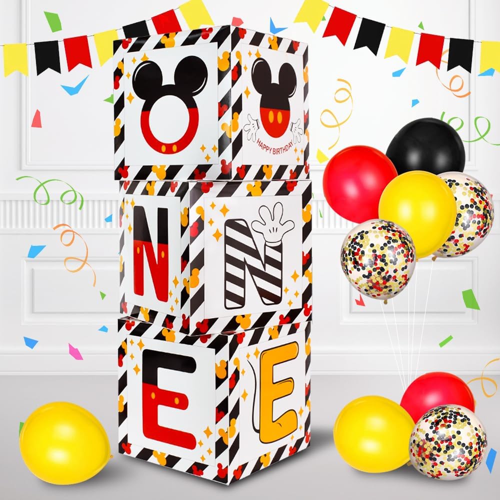 TONIFUL 1st Birthday Balloon Box with Mouse Letters