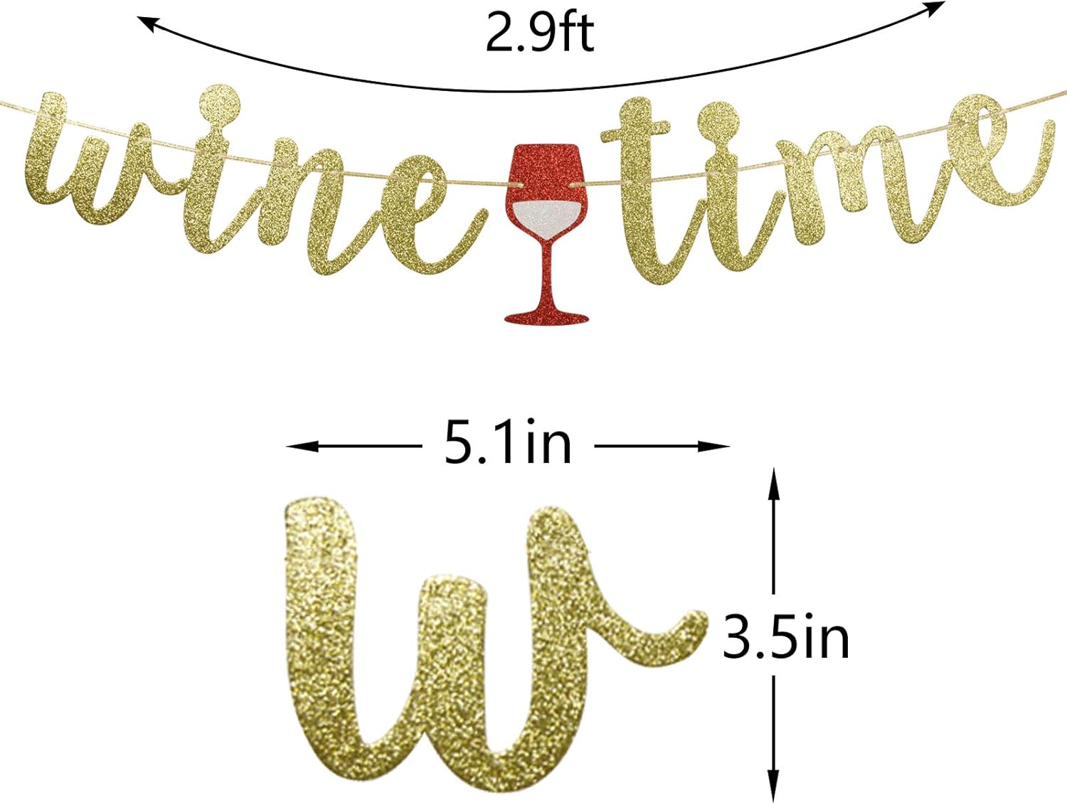 Glitter Wine Time Banner for Wine Whisky Parties