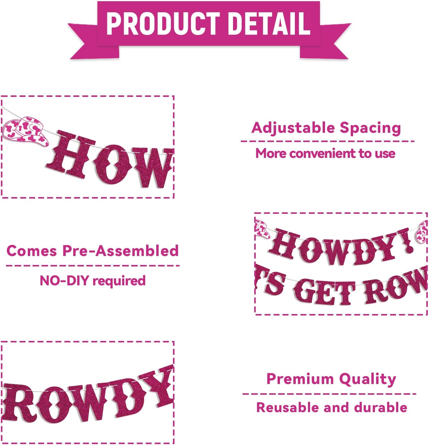 Howdy Lets Get Rowdy Cowgirl Party Decor Banner
