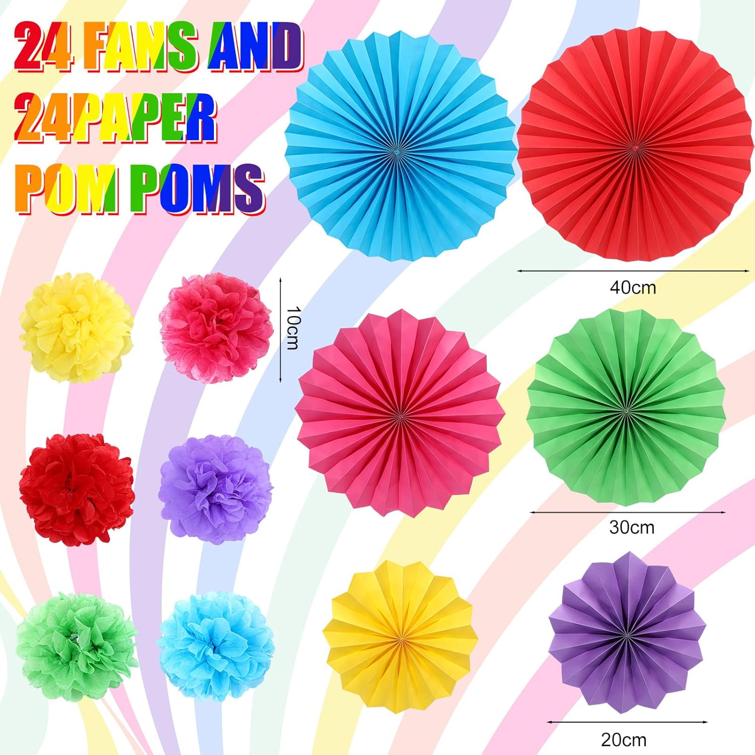 AmazingSpark 48 Pcs Rainbow Decorations for Car and Party