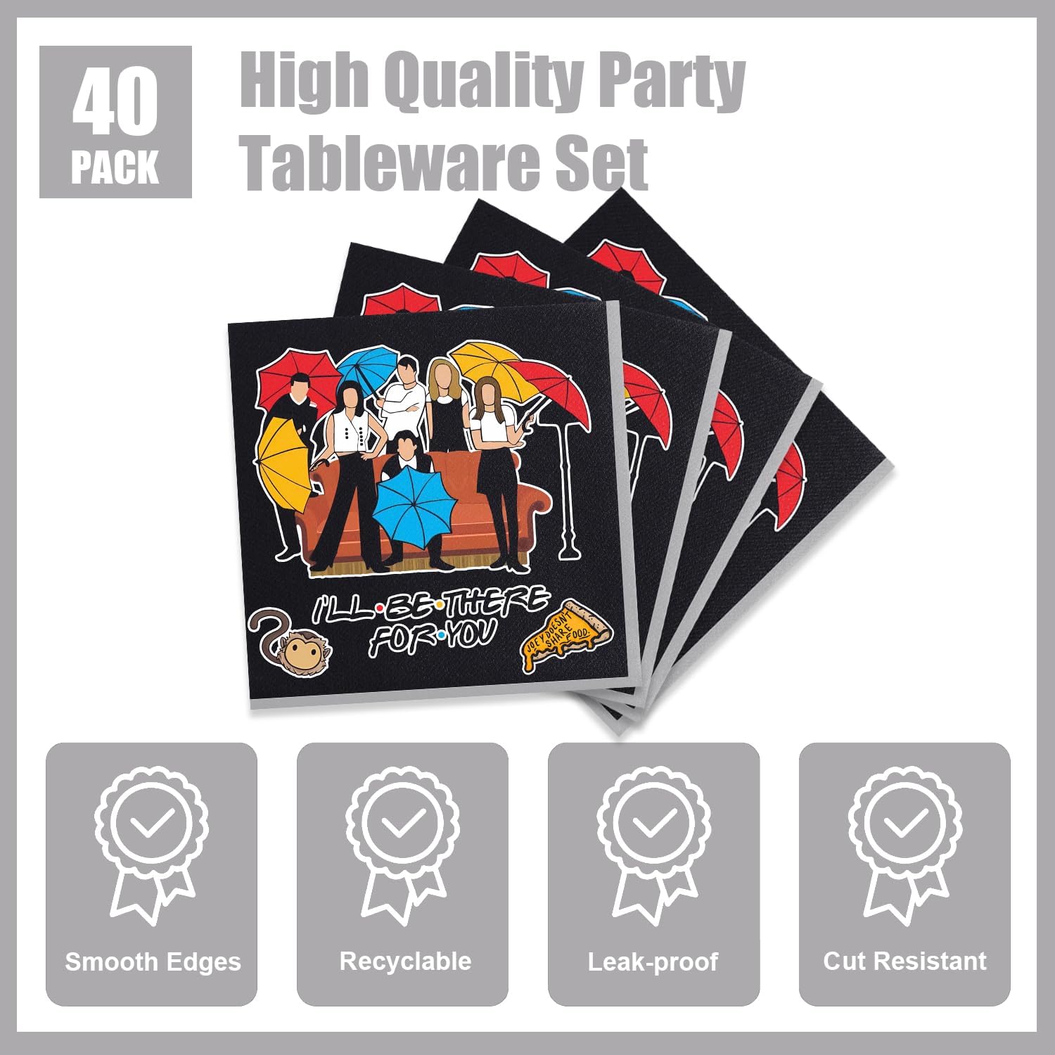 40Pcs Friends Party Supplies 20 Plates 20 Napkins Kit