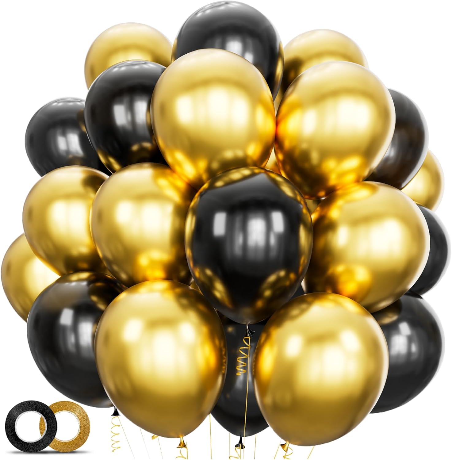 100pcs Black and Gold Balloons 12 Inch Metallic Party Decor