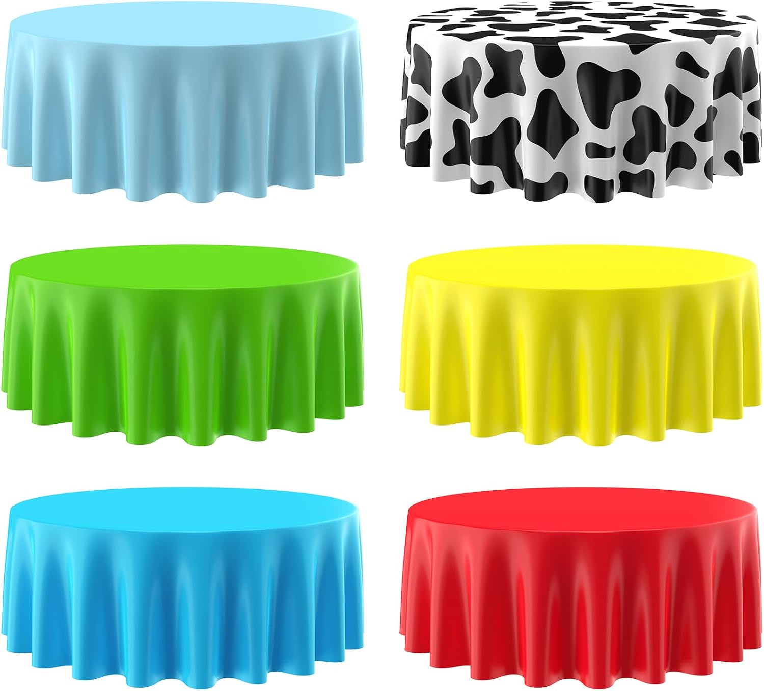 Oudain 84 Inch Round Plastic Tablecloth Set