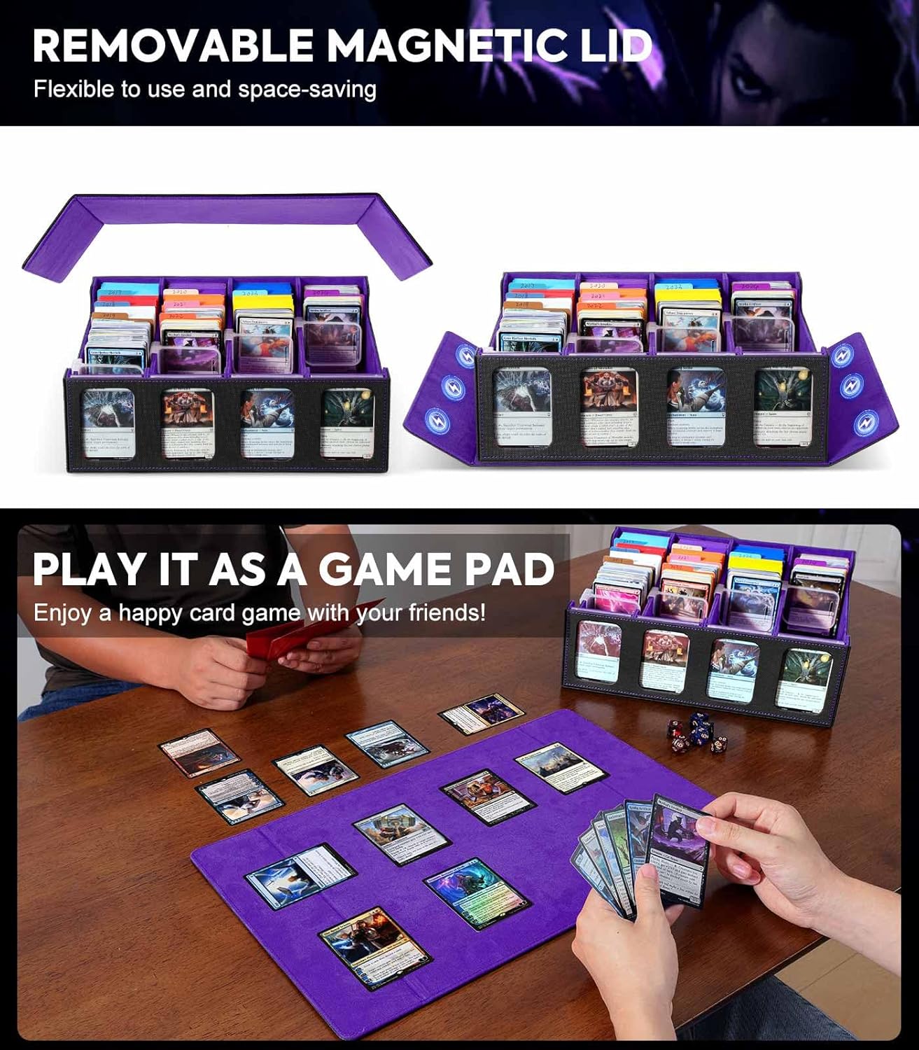 Moko Card Storage Box - 3000 Magic Deck Case Black Purple