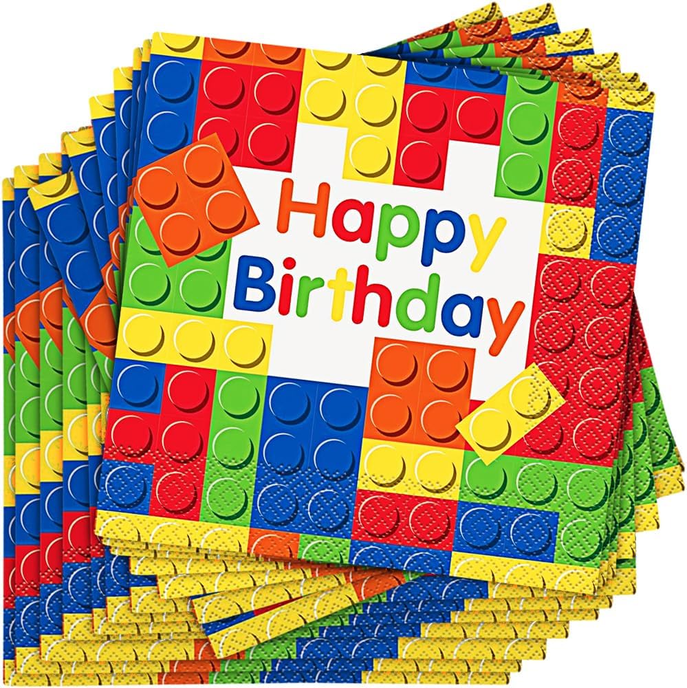 Bold And Bright Building Blocks Napkins Pack Of 16