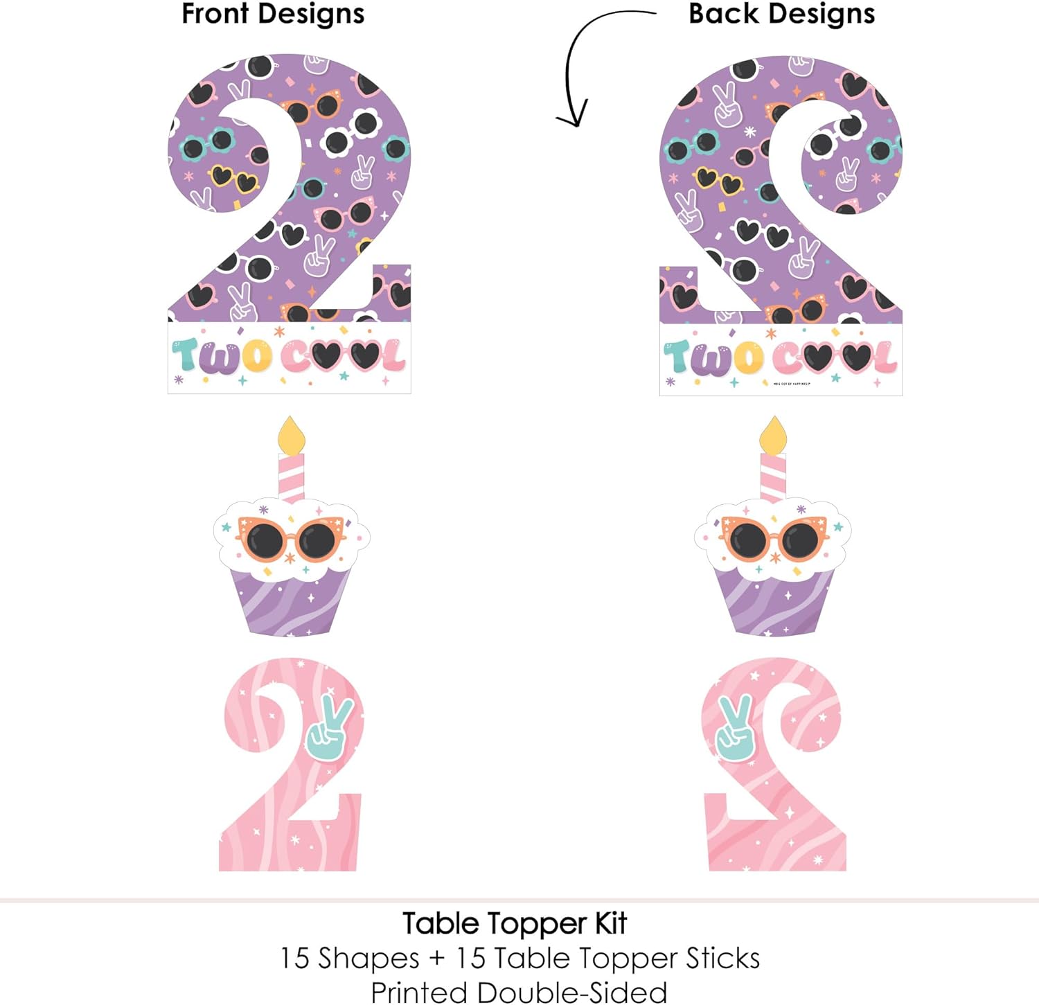 Big Dot of Happiness Two Cool Girl Birthday Centerpiece Sticks