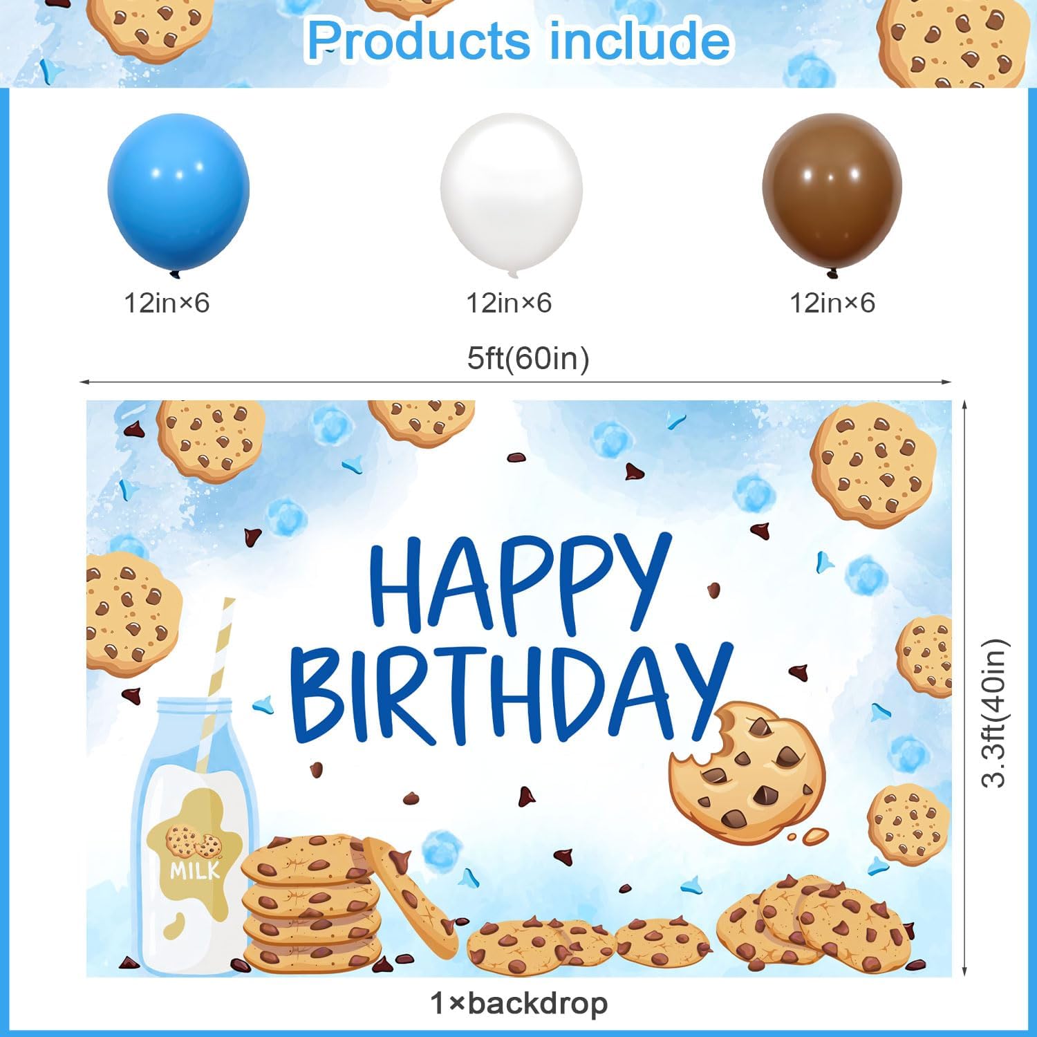 59 Pcs Milk and Cookies Party Decor Set