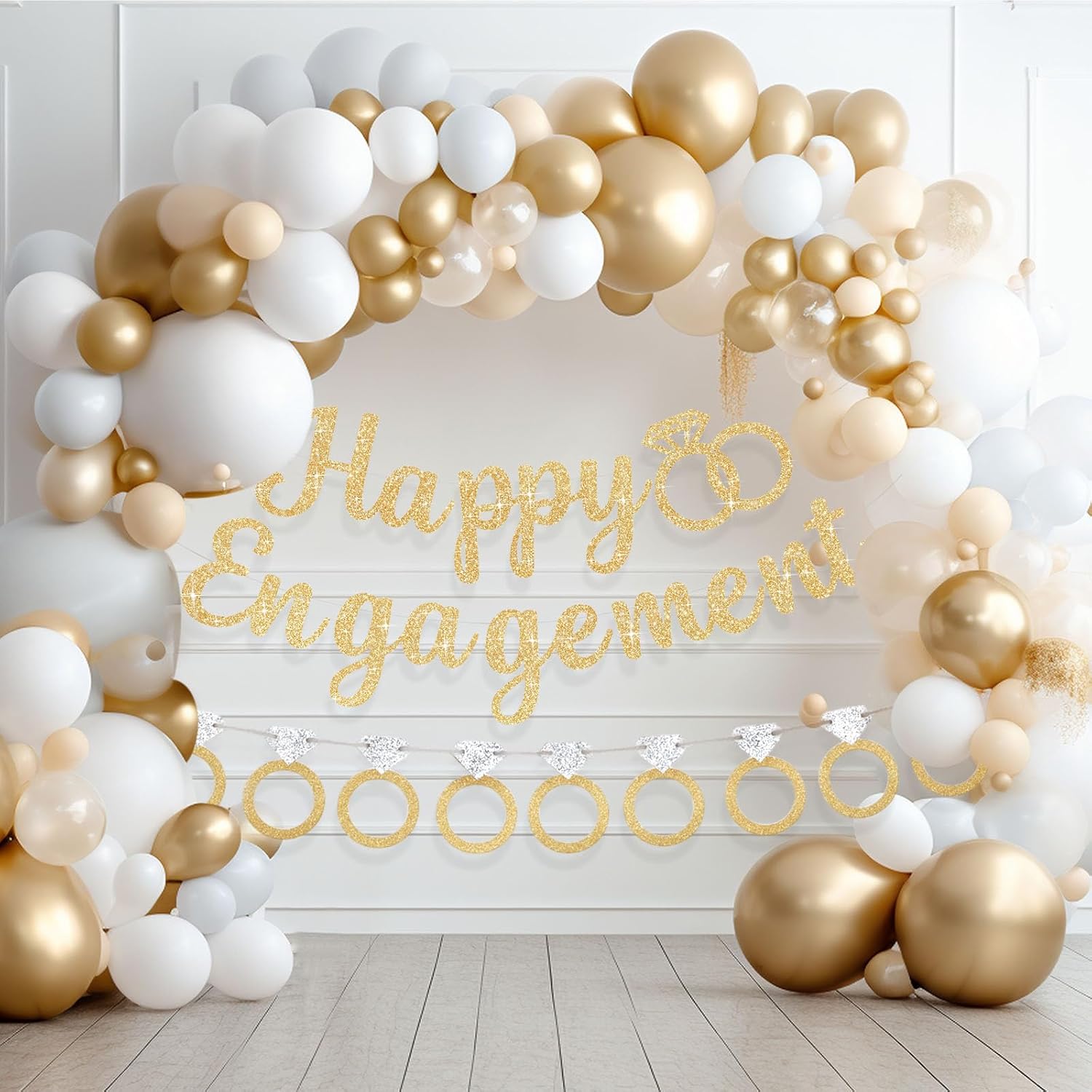 3 Pcs Glitter Gold Silver Engagement Party Banners