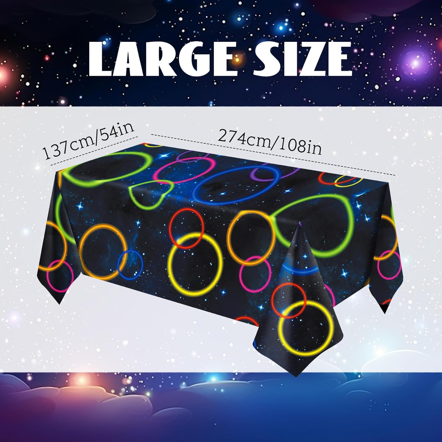 Irenare Neon Tablecloths 54x108 Inch Glow Party Decor