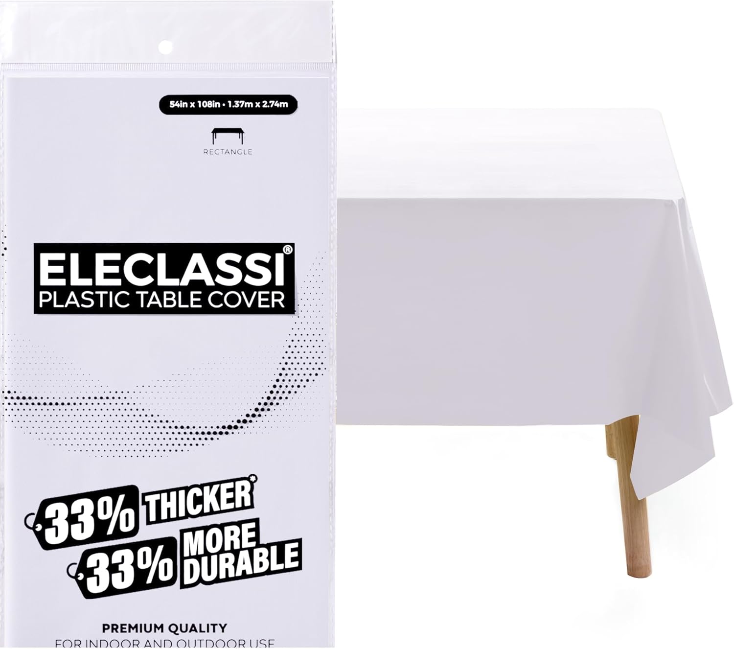 Eleclassi White 12 Pack Premium Disposable Plastic Tablecloths 54 x 108 Inches