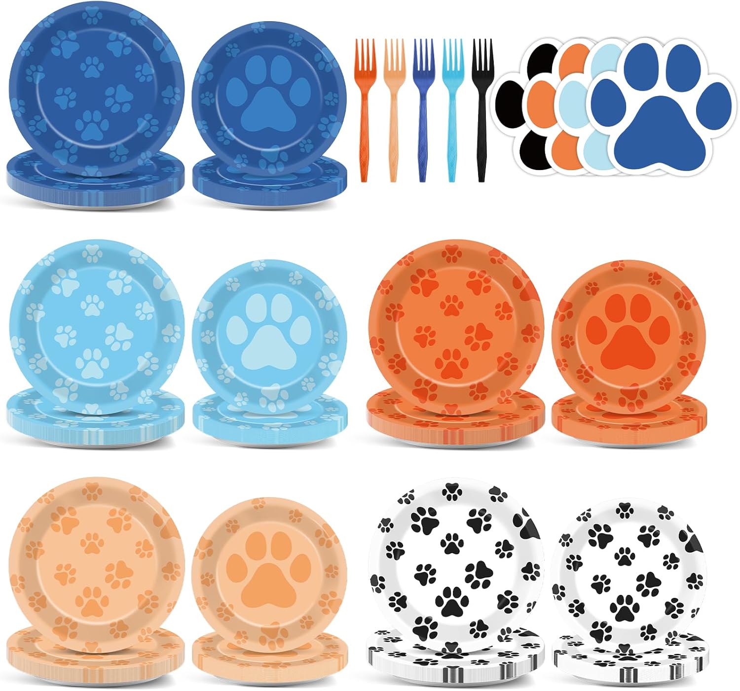 100Pcs Blue Dog Birthday Party Supplies for 25 Guests