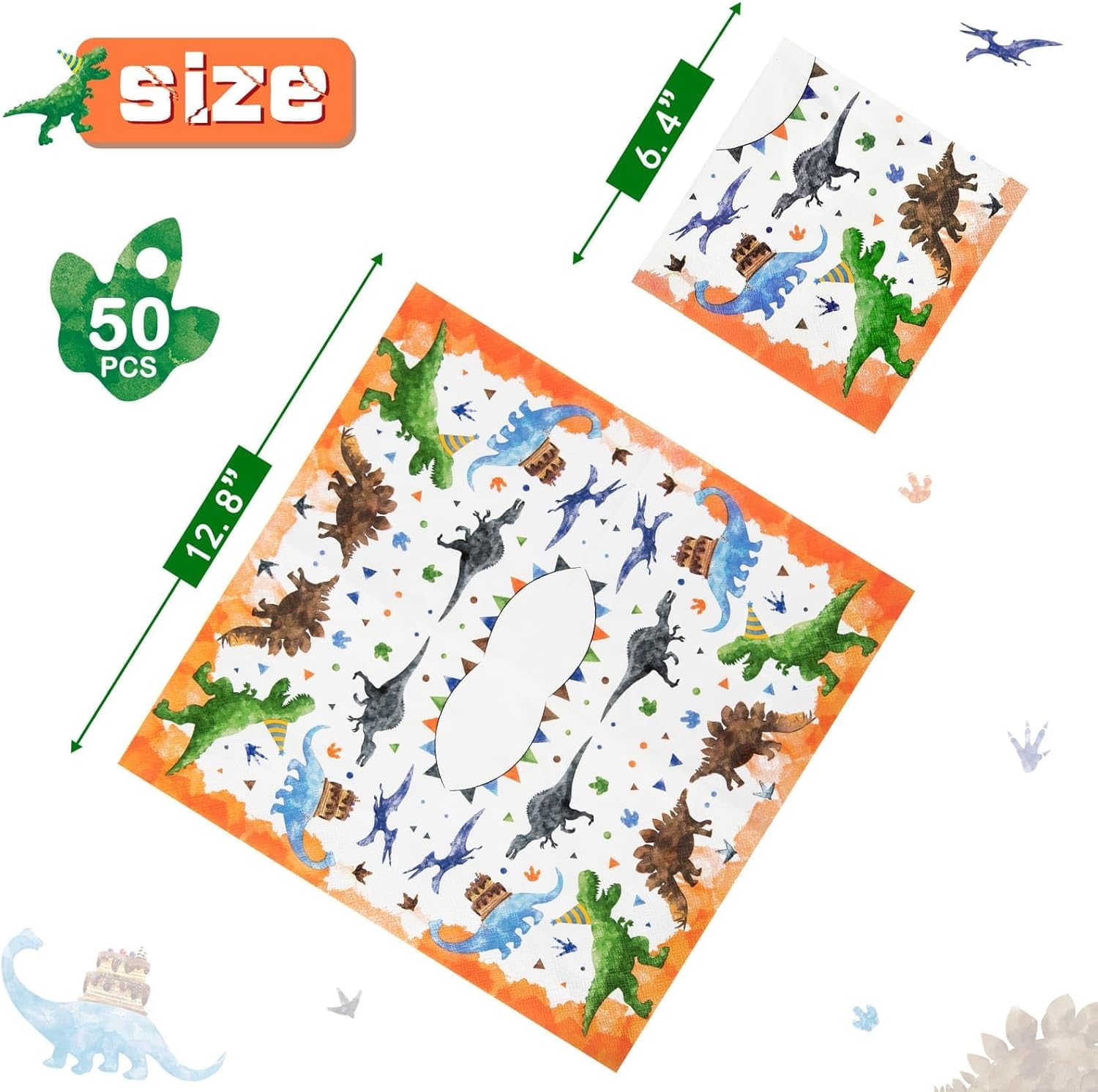WERNNSAI Dinosaur Party Napkins 50 Pack 65 x 65 Inches