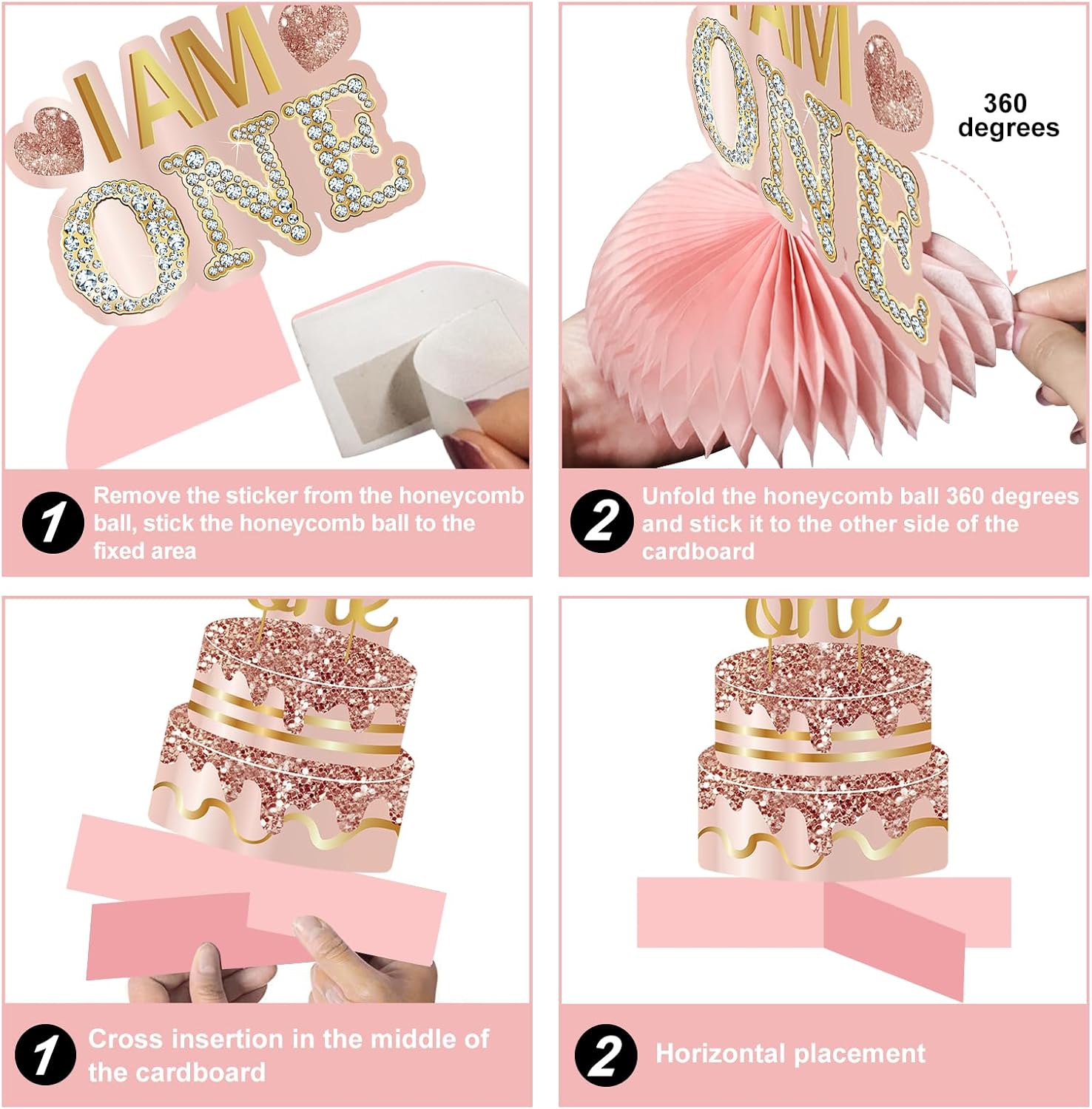 10Pcs 1st Birthday Decor Honeycomb Centerpieces for Baby Girls