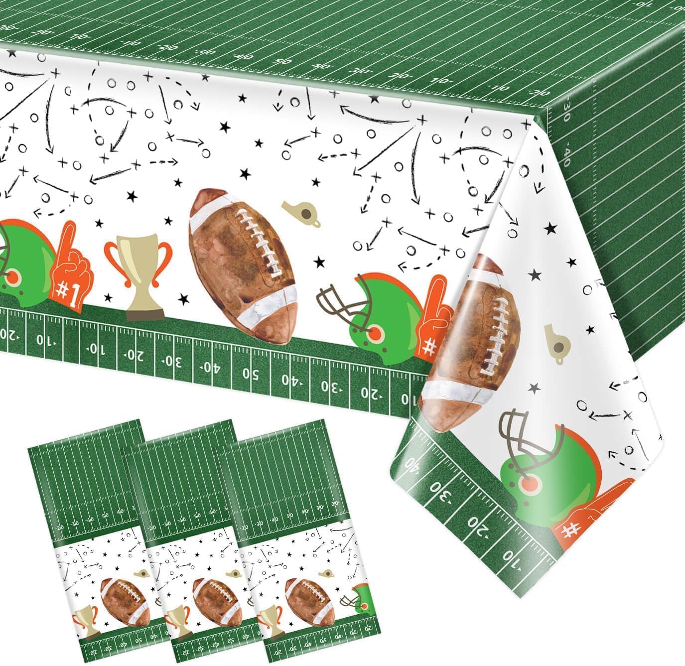 3Pcs Football Themed Tablecloths for Boys Birthday Party