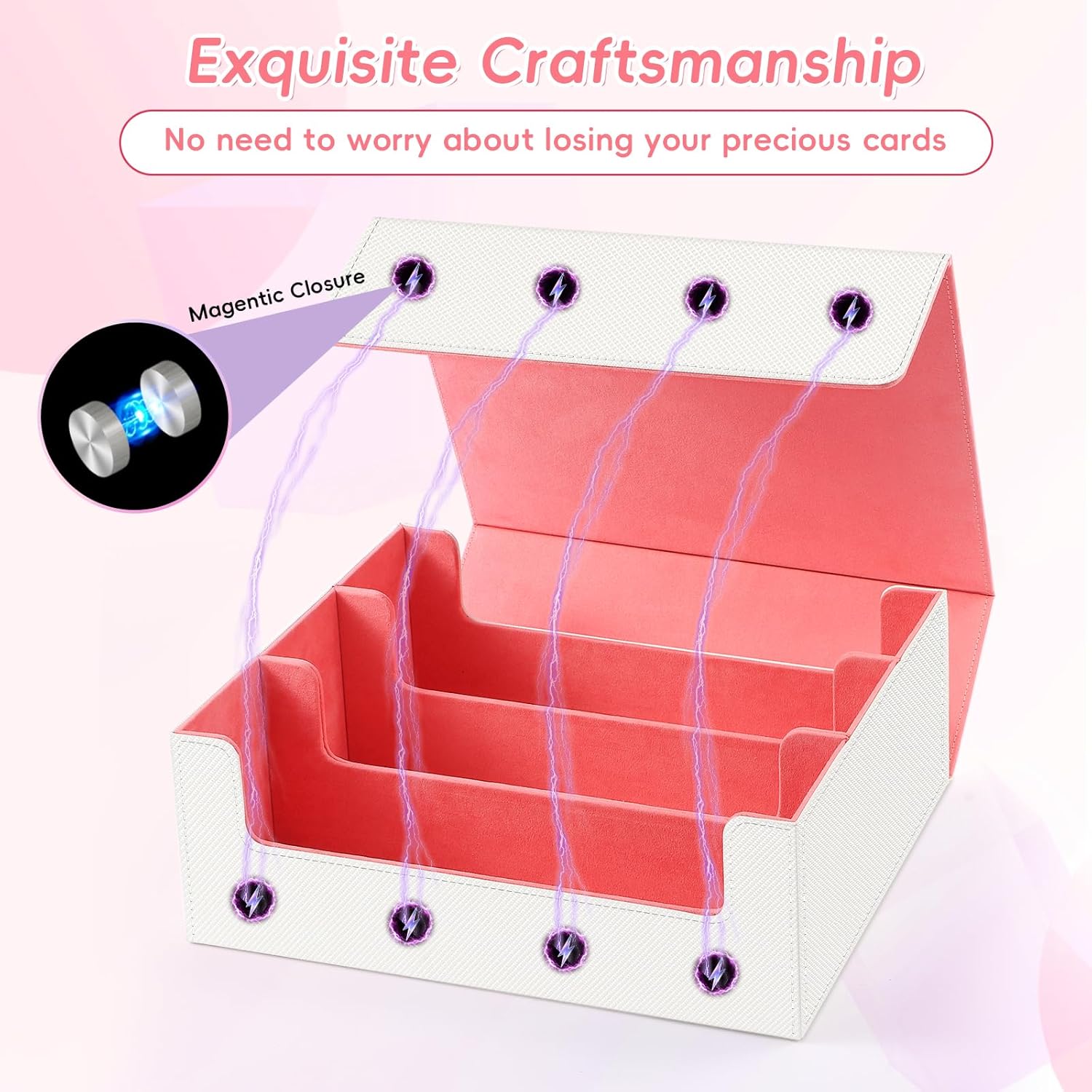 CLOKORIA Card Storage Box with 12 Dividers and 3 Supporters
