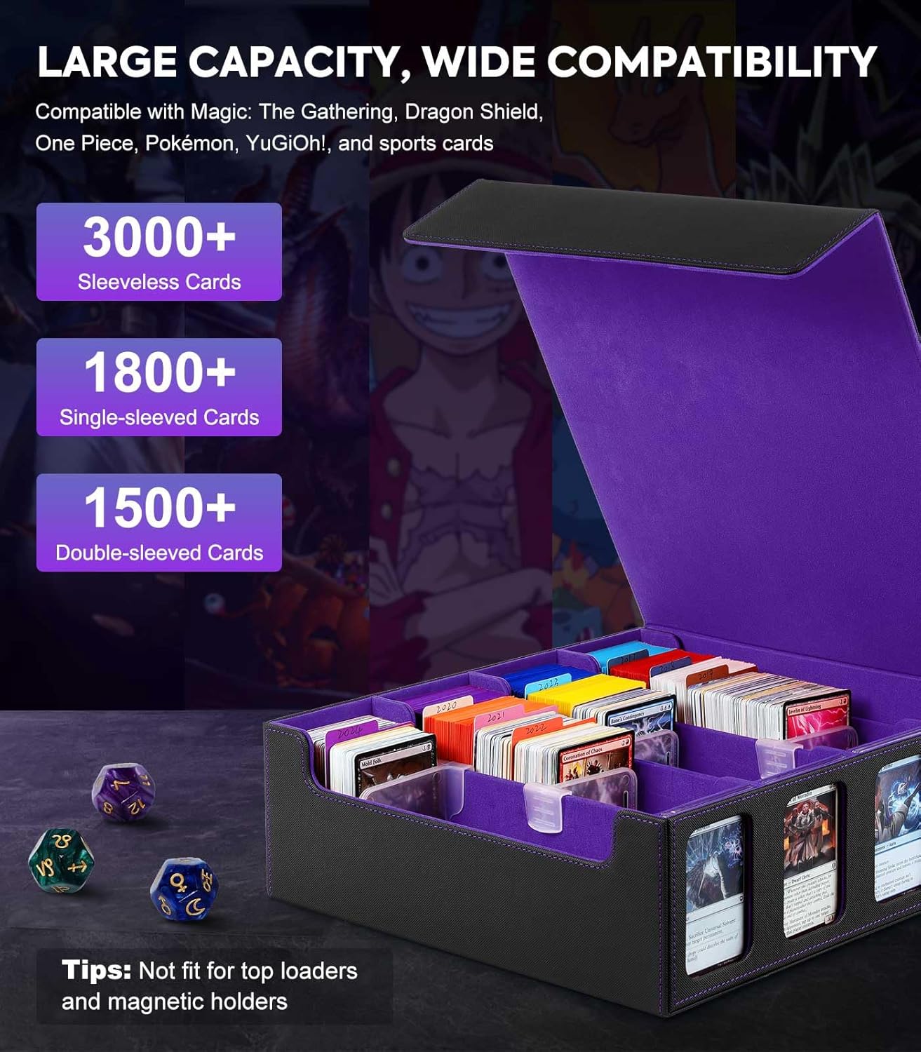 Moko Card Storage Box - 3000 Magic Deck Case Black Purple