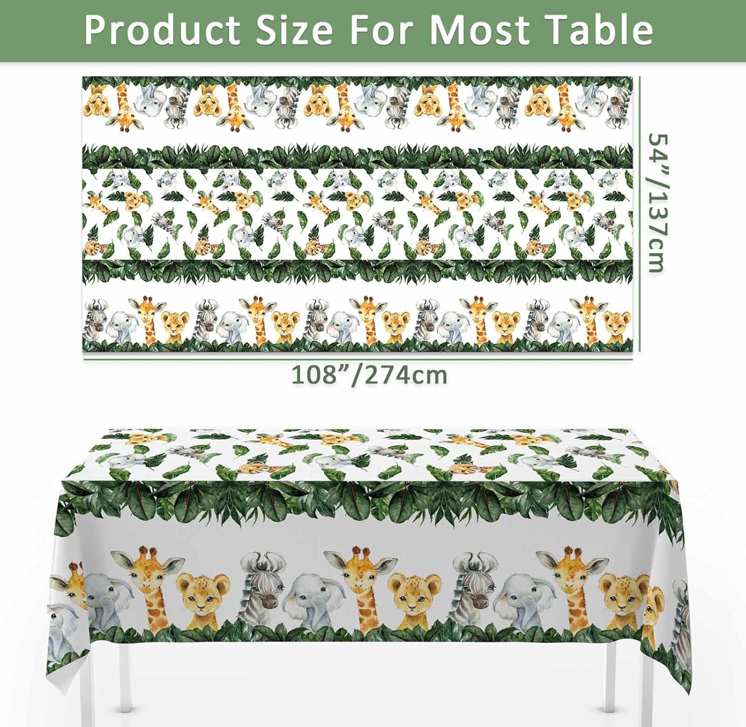 Yuzioey 6 Pack Jungle Safari Tablecloths Wild Animals Cover