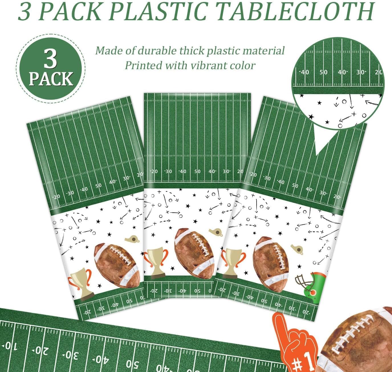 3Pcs Football Themed Tablecloths for Boys Birthday Party