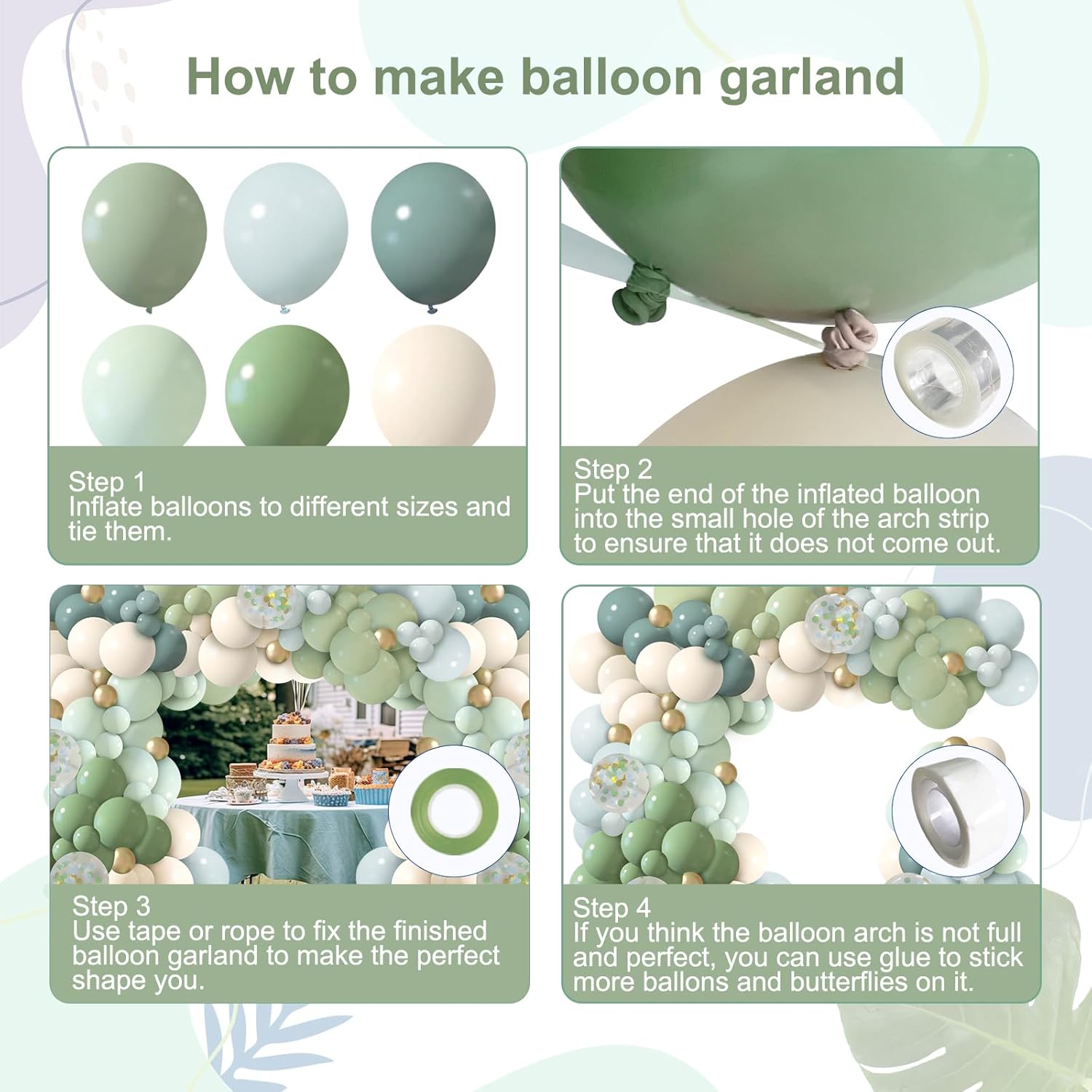 150Pcs Dusty Blue Green Balloon Garland Kit