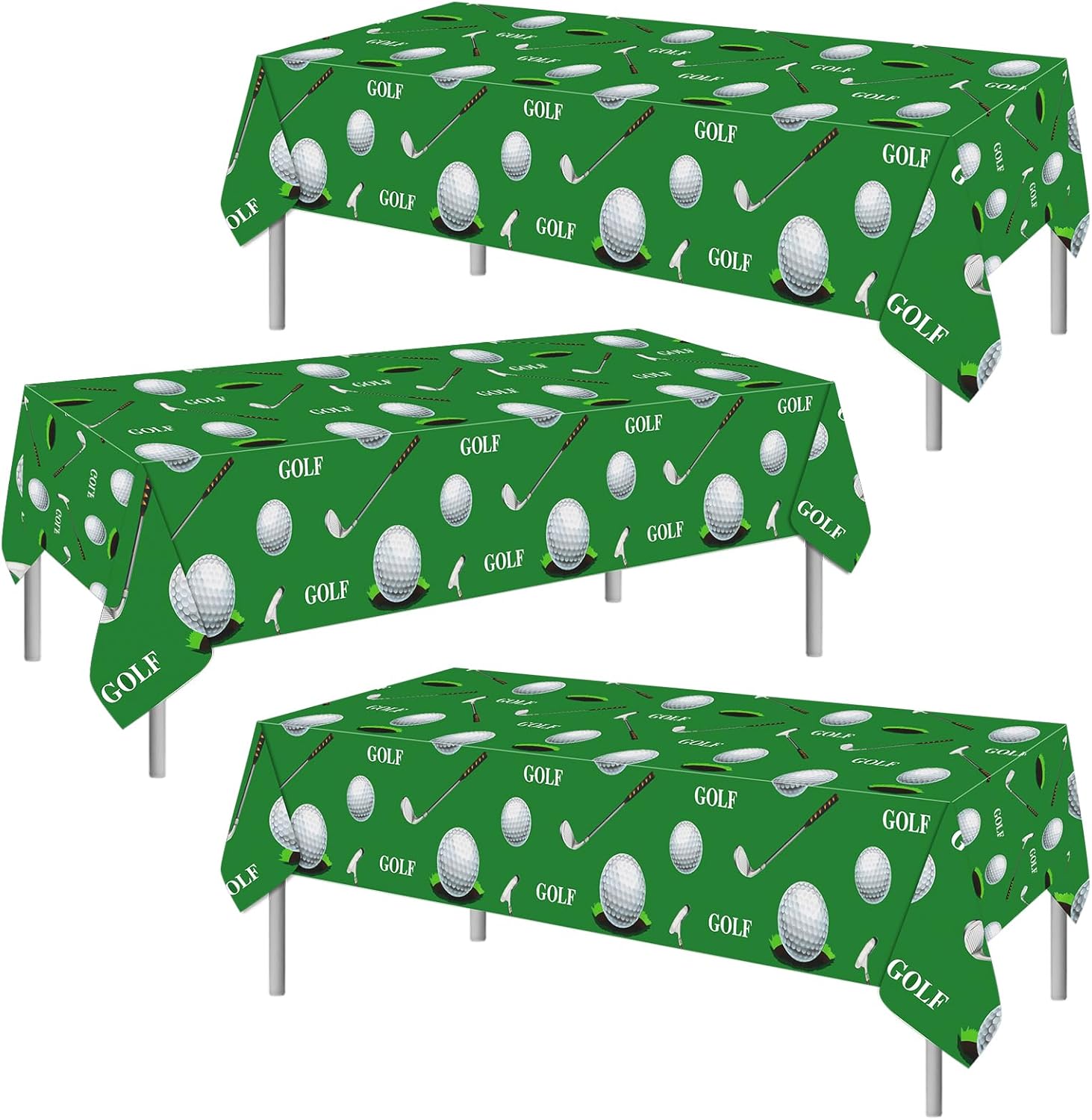 PHOGARY Golf Tablecloth Set 3-Piece Green Rectangular