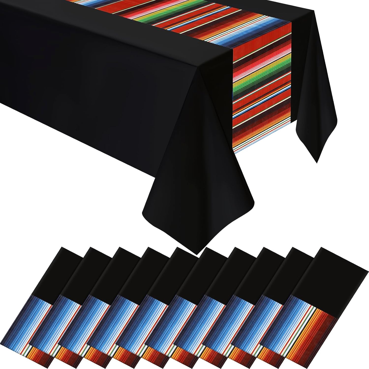 Hosuly Mexican Fiesta Tablecloth 54 x 108 In 10 Pcs
