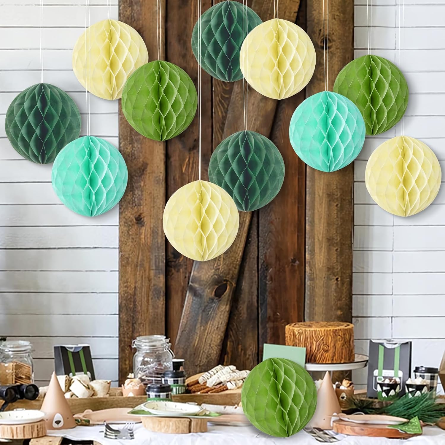 SUNBEAUTY 8 Inch Hanging Honeycomb Balls Set of 16