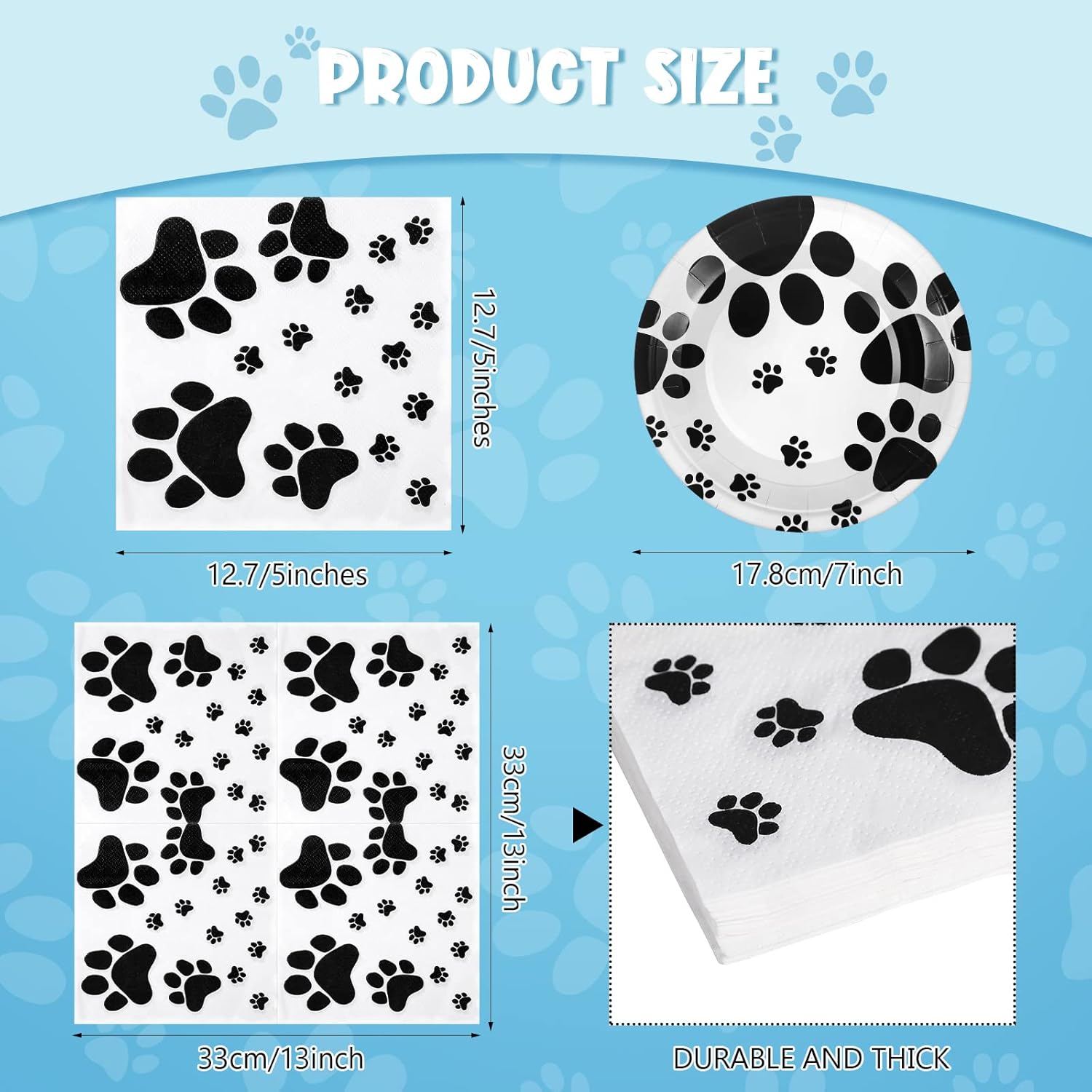 80 Pcs Dog Birthday Party Supplies 7 Inch Plates Napkins