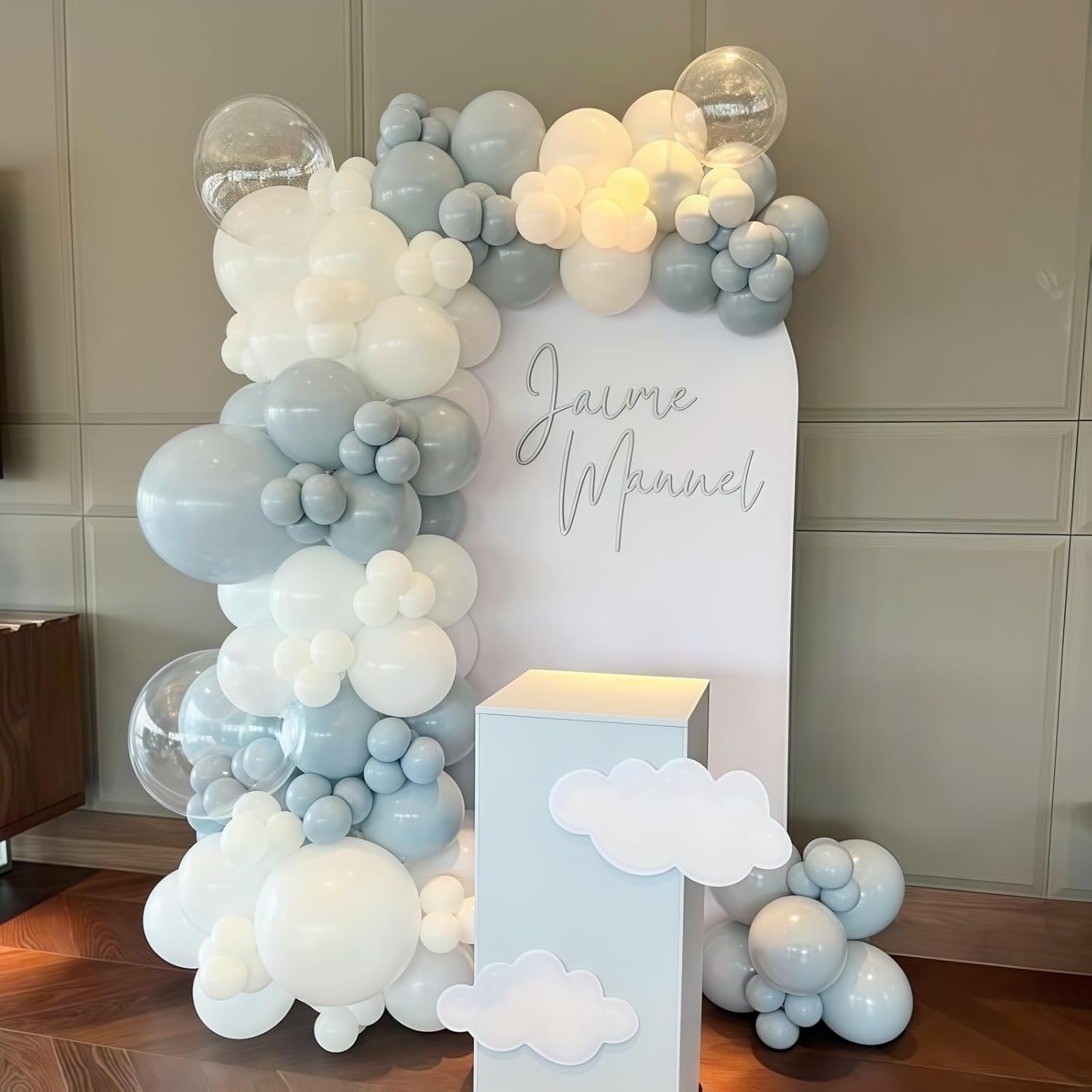 Pastel Blue White Balloons Set 35PCS 12 Inch for Parties