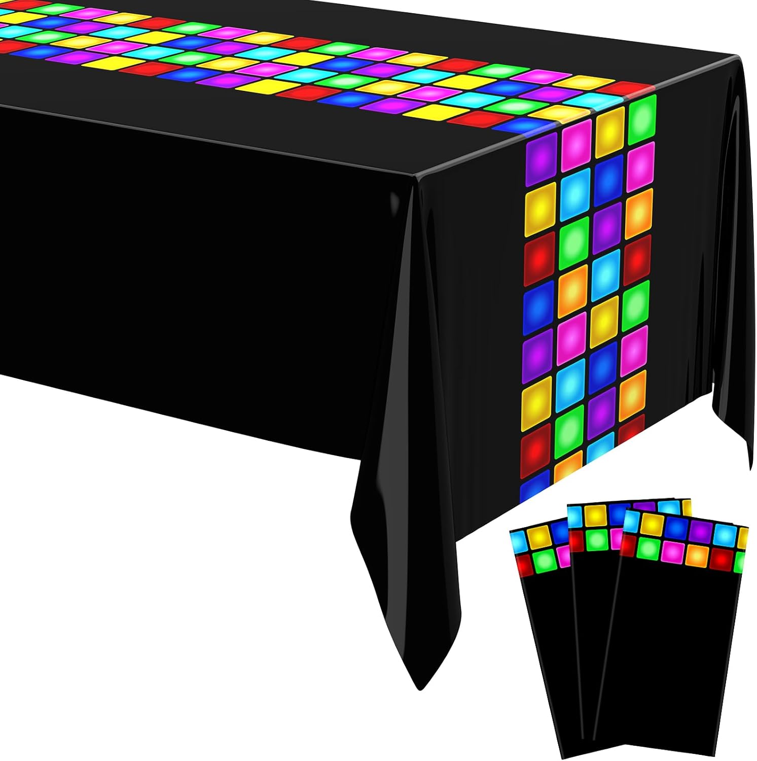 Irenare 3 Pack Neon Disco Tablecloths