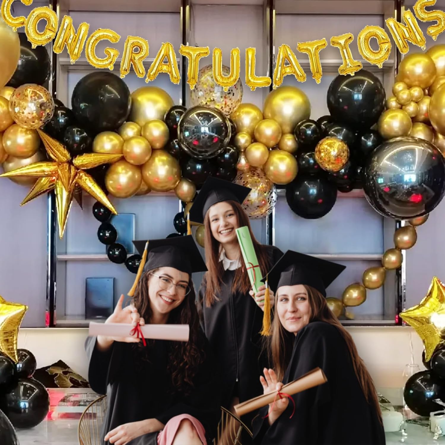 100pcs Black and Gold Balloons 12 Inch Metallic Party Decor