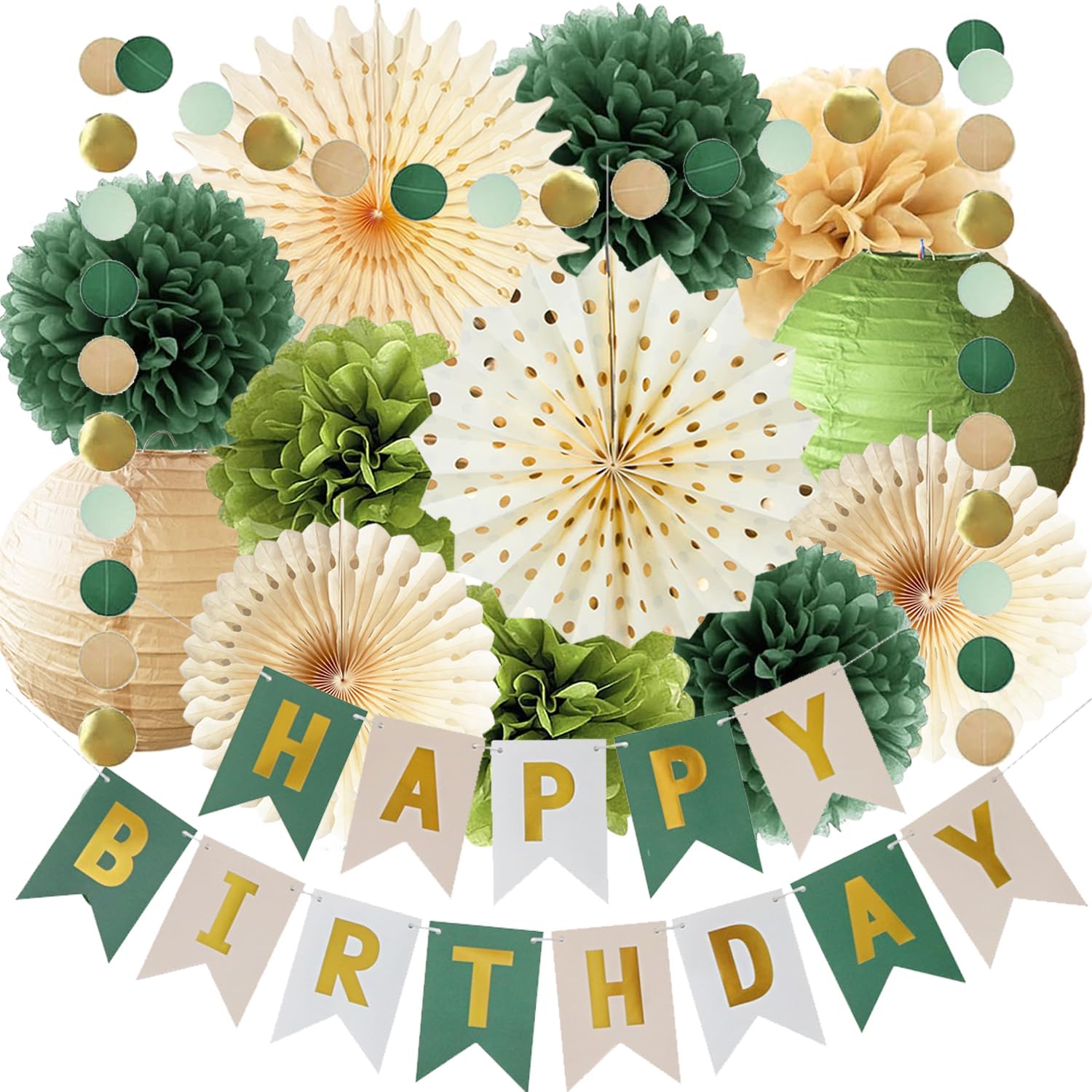 Olive Green Birthday Decorations Set