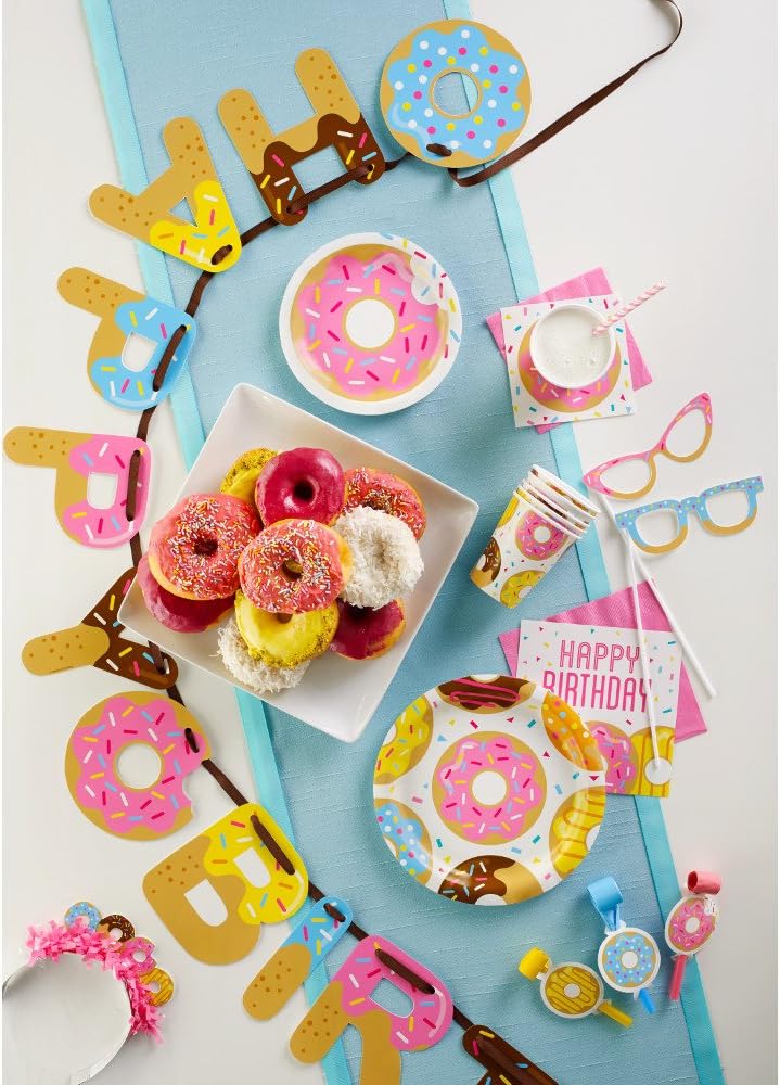 Creative Converting All Over Print Plastic Tablecover - Donut Time 54x102
