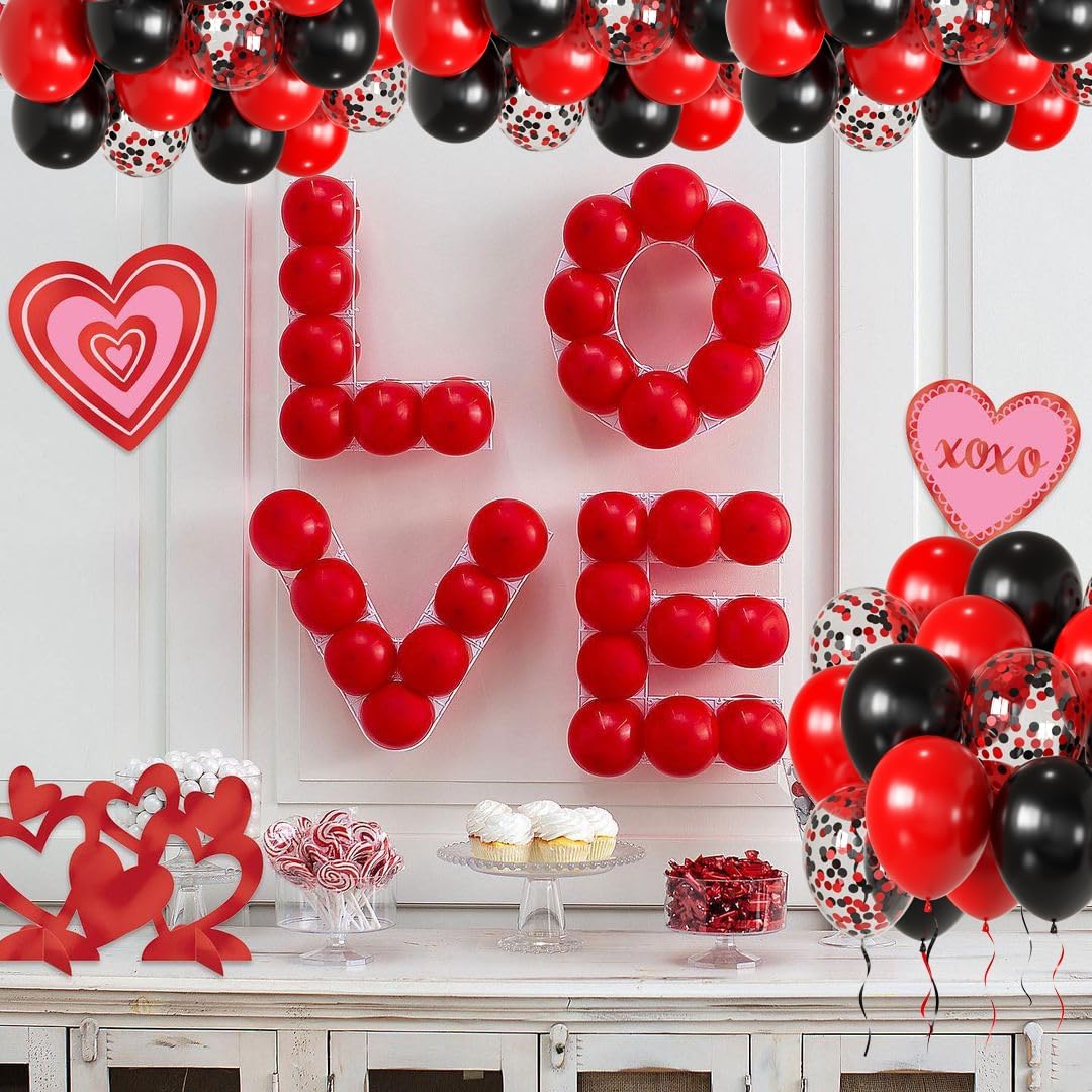 Red and Black Party Balloons 50pcs 12 Inch Decor Set