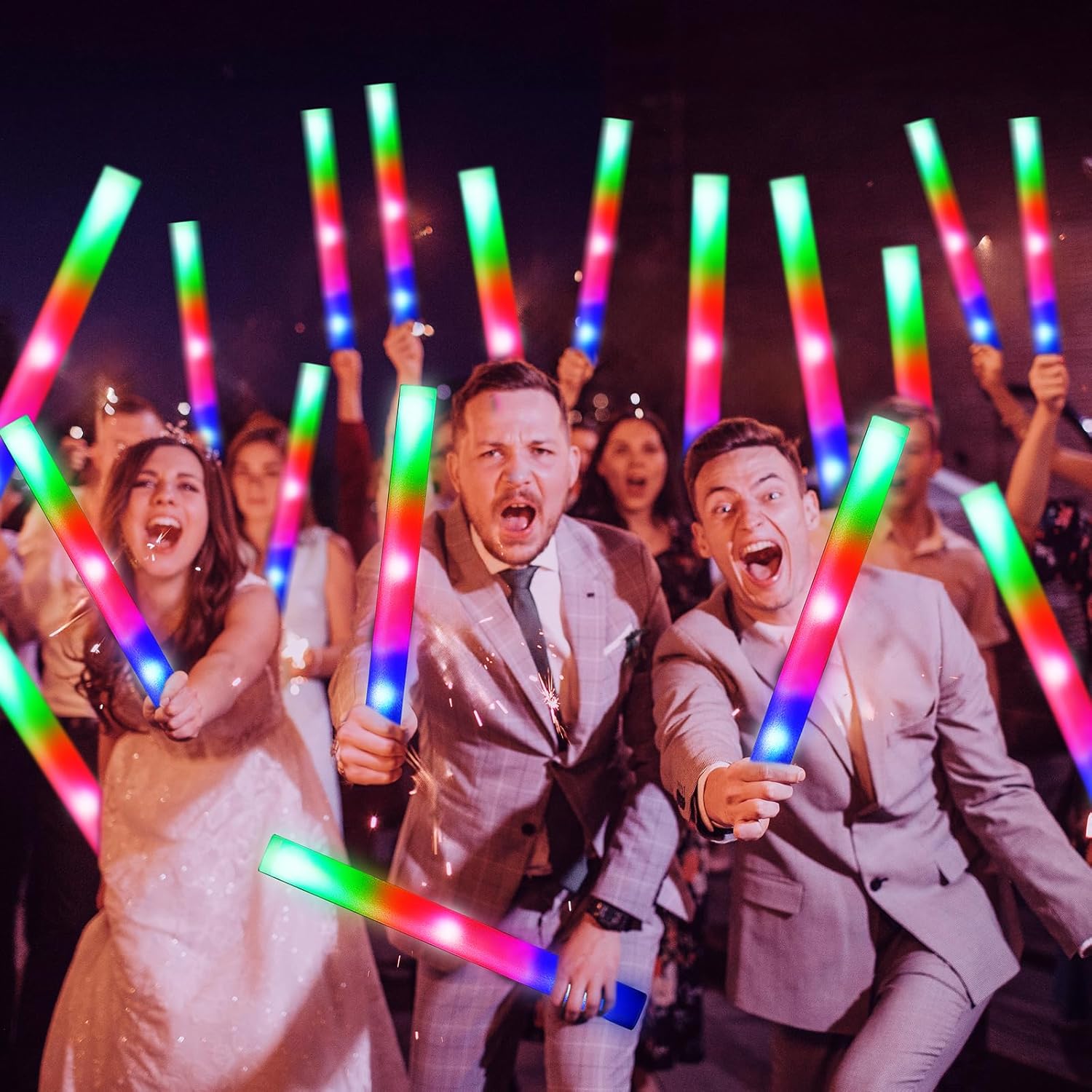48 Pcs LED Foam Glow Sticks with 3 Modes