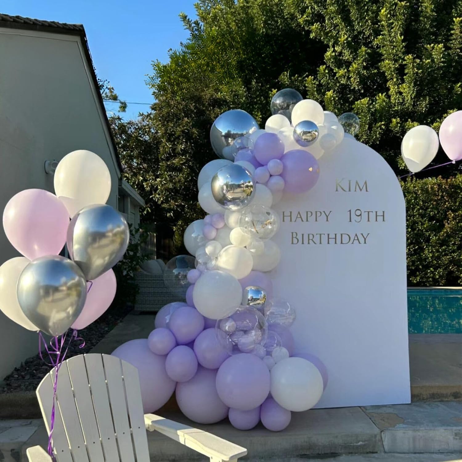 FunHot 60Pcs 12 Inch Metallic Silver and Purple Balloons Set