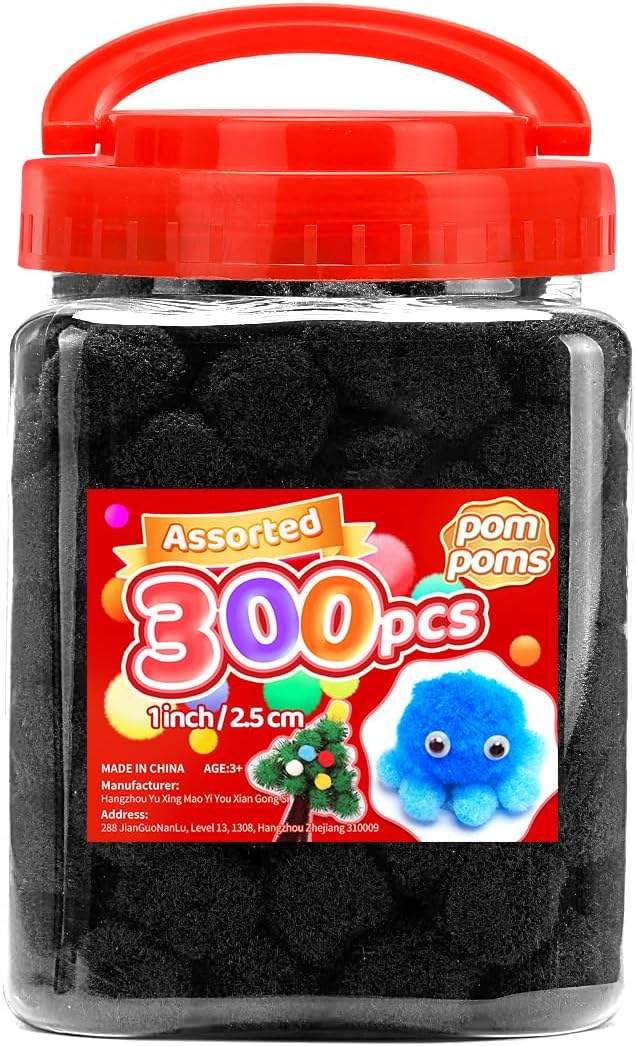 Iooleem Black Tissue Pom Poms 300pcs 1inch Arts Crafts