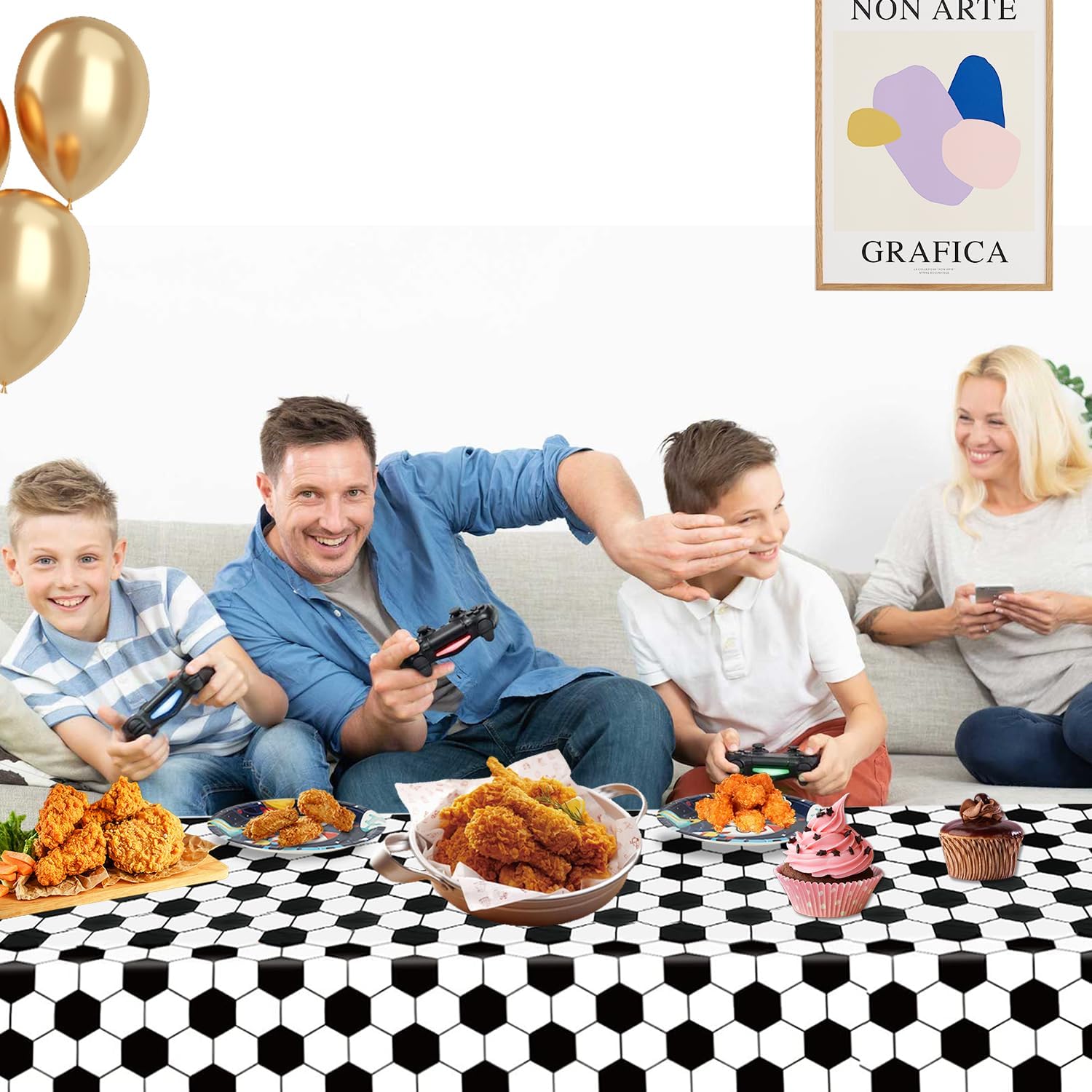 3 Pcs Soccer Party Tablecloth 54x108 Inches