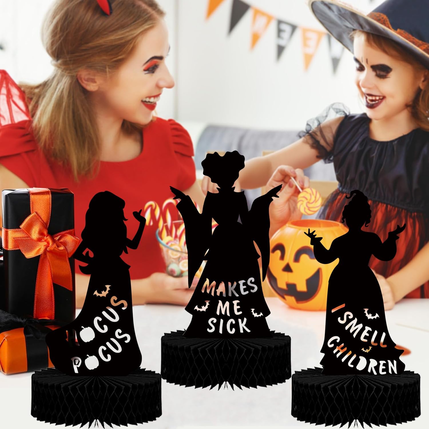 LECONCES Hocus Pocus Halloween Centerpieces 3PCS